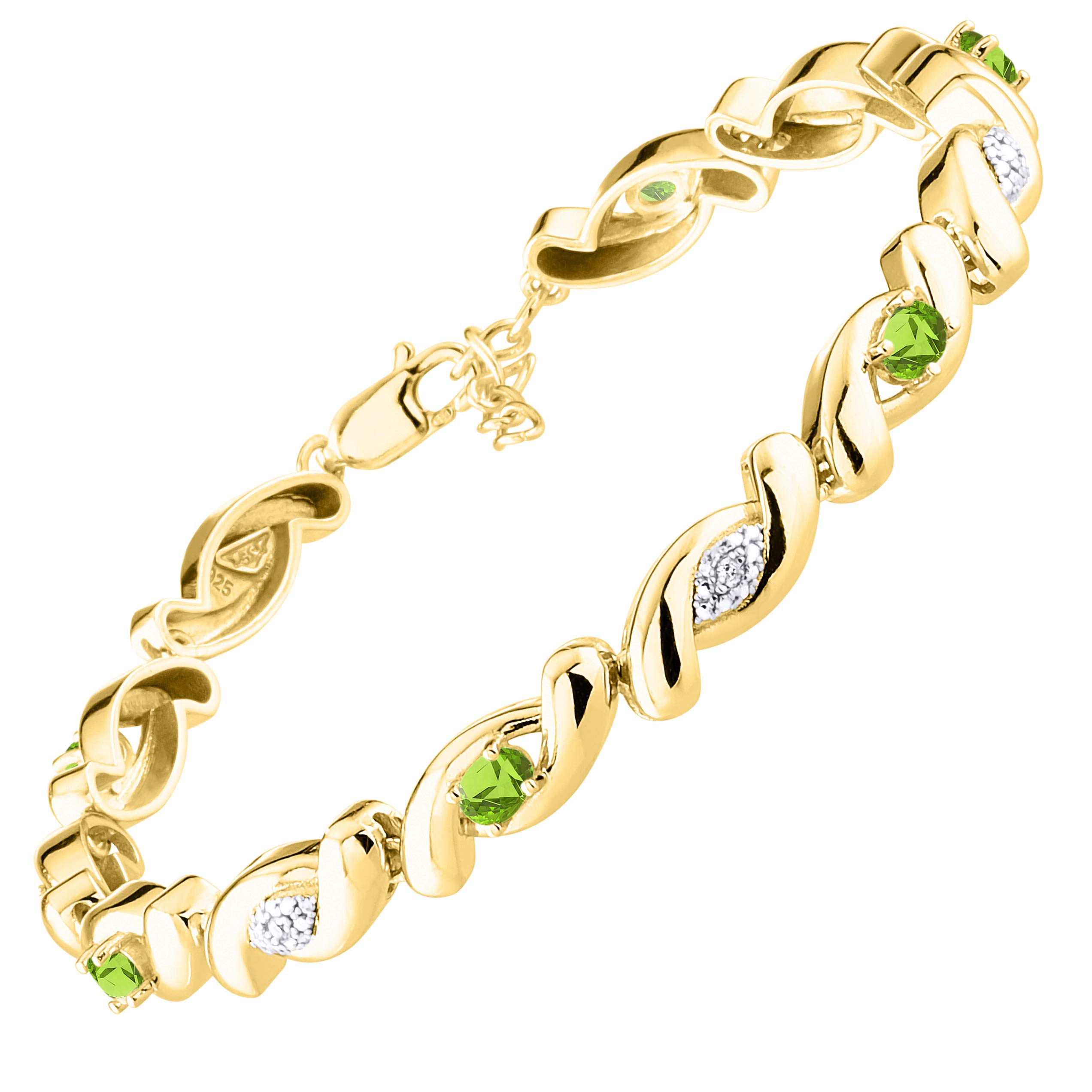 Rylos 925 Sterling Silver Infinity Twist Tennis Bracelet for Women with Gemstones & Diamonds - Adjustable 7