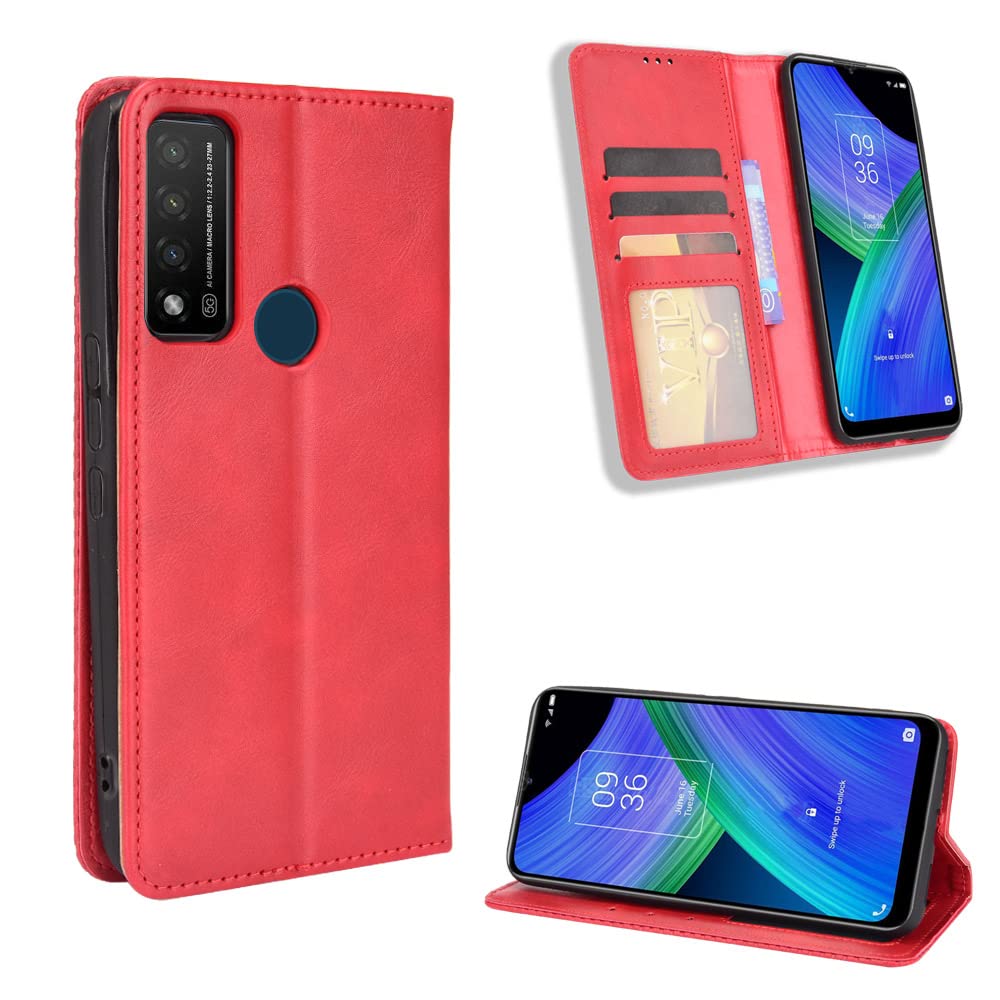 Premium PU Leather Flip Case for Cricket AT&T Radiant Max 5G & Dream 5G - Shockproof Protective Phone Cover with Card Slots (Red) | Perfect for Work, Travel & Everyday Use