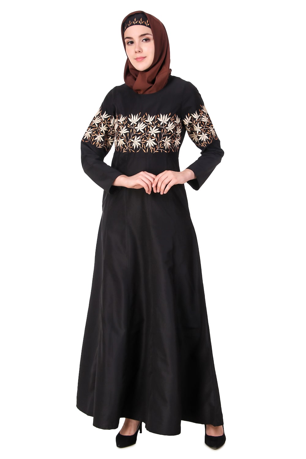 Elegant Floral Print Anarkali Abaya for Women - Perfect for Eid, Weddings & Special Occasions