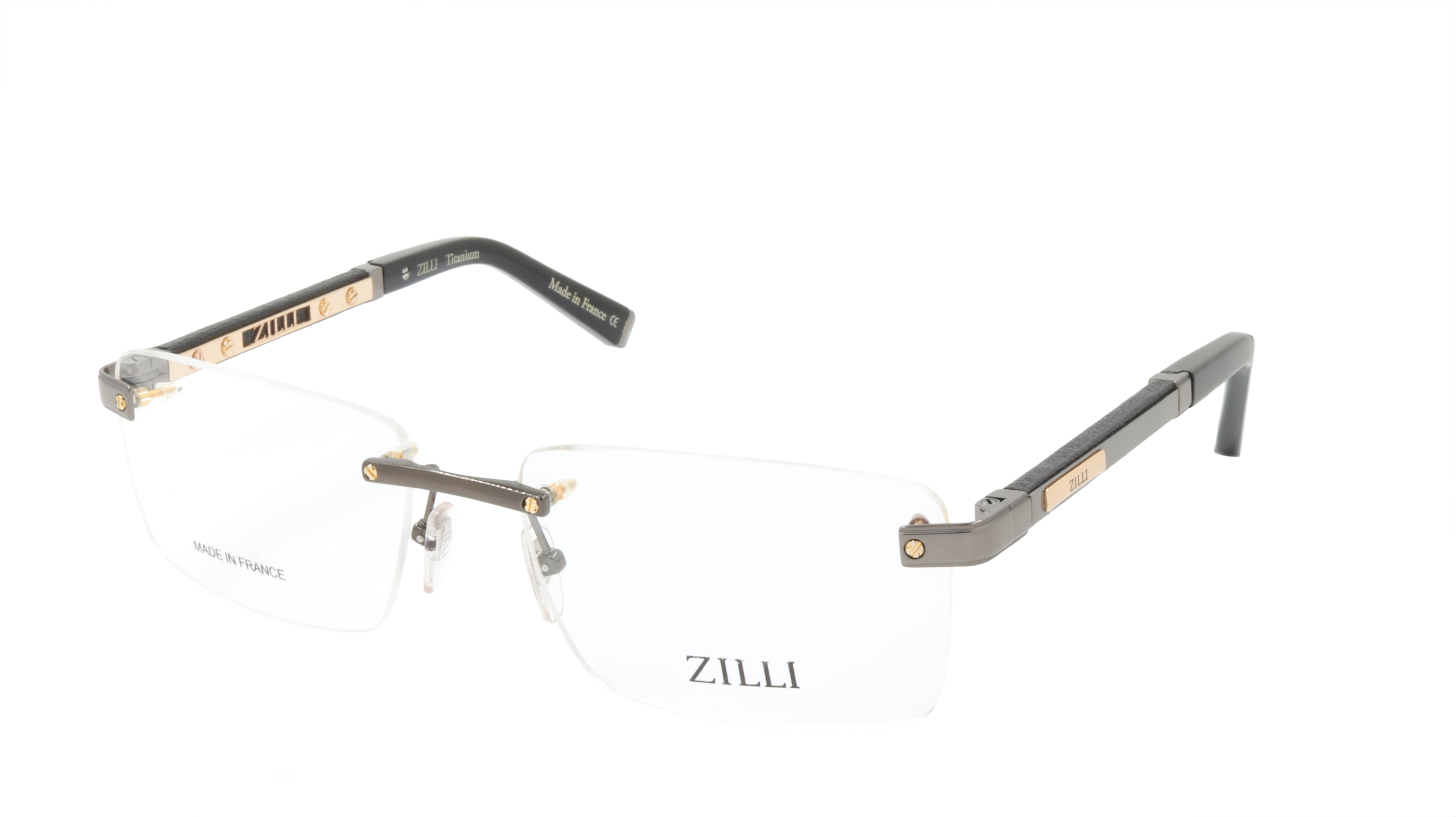Premium ZILLI Eyeglasses Frame - Titanium & Acetate with Leather Details | Made in France (Model ZI 60012 C03) | Perfect for Business & Luxury Fashion Accessories