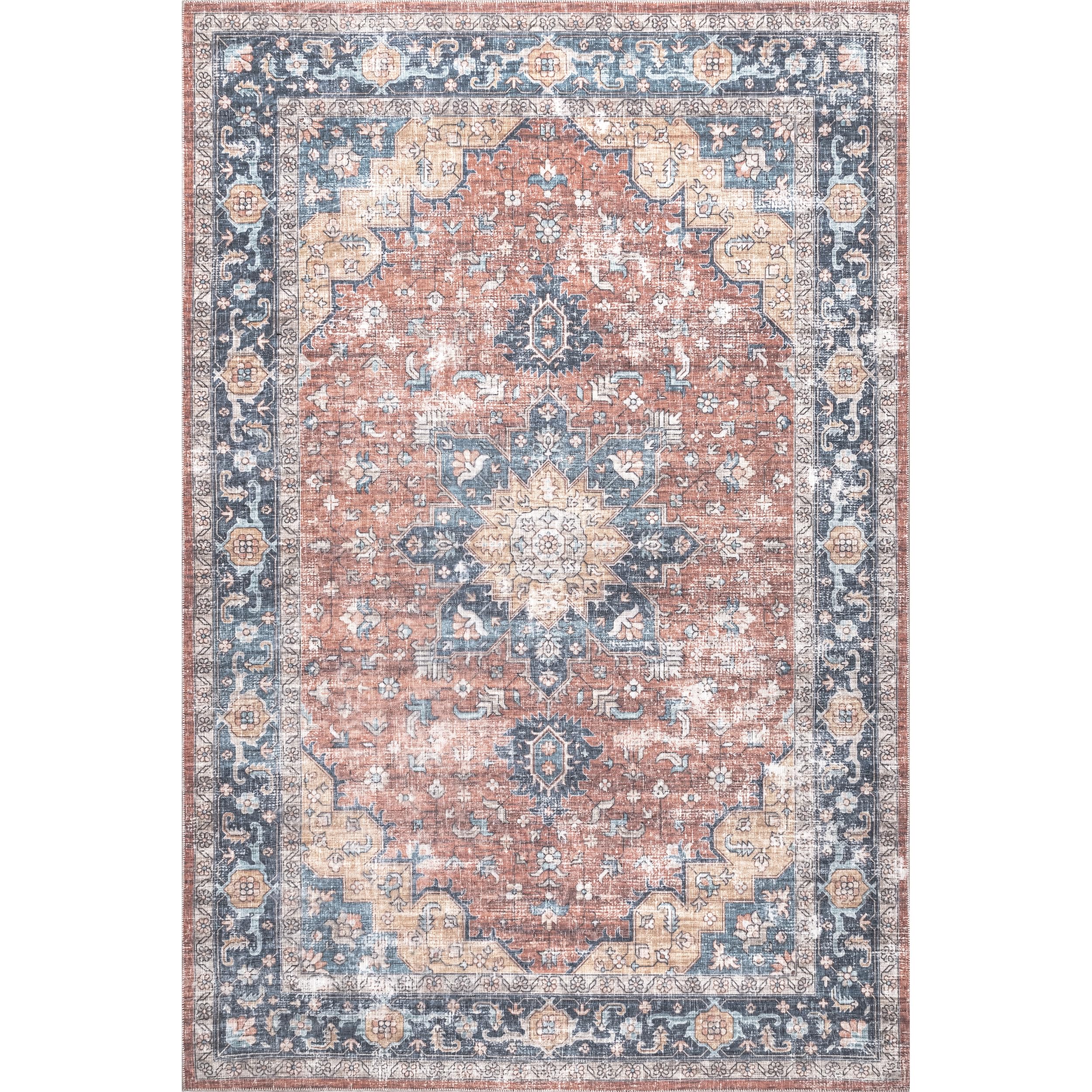nuLOOM Patsy Blue 5' x 8' Washable Area Rug - Stain Resistant, Non-Slip Backing, Medium Pile for Living Room, Bedroom & Dining Room | Perfect for High Traffic Areas & Pet-Friendly Homes