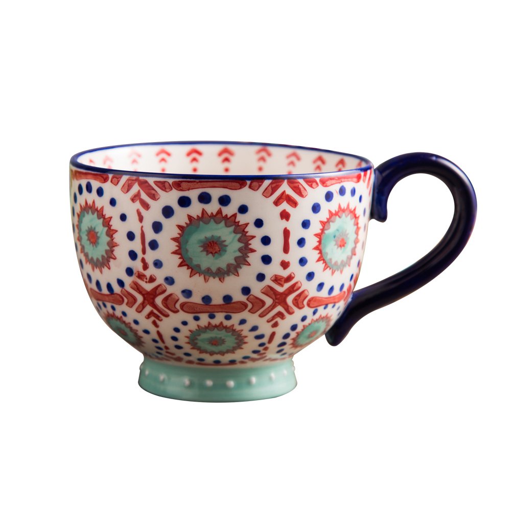 CHOOLD Chic Hand-Painted Floral Ceramic Coffee Mug - 14oz Large Tea, Milk & Cereal Cup - Perfect for Kitchen, Breakfast & Valentine's Day Gifts - Elegant Home & Office Drinkware