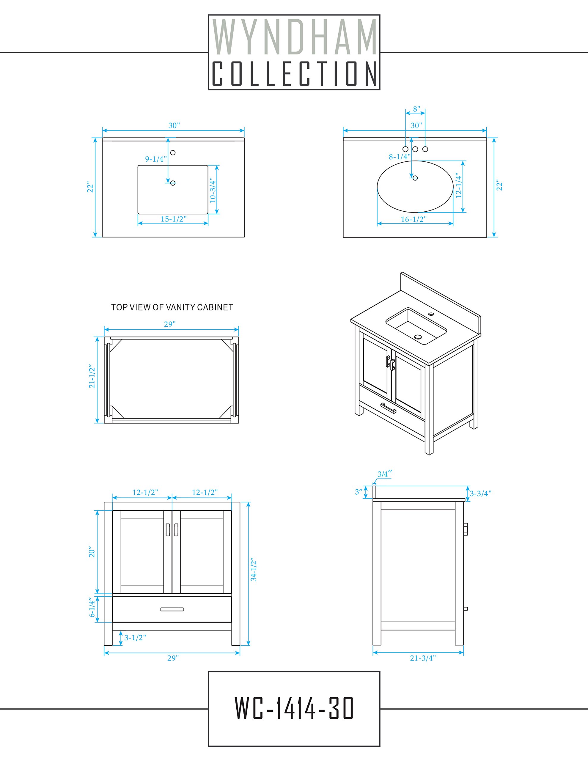 Wyndham Collection Sheffield 30 Inch White Single Bathroom Vanity with White Carrara Marble Countertop, Undermount Square Sink & Medicine Cabinet - Perfect for Modern Bathrooms, Small Spaces & Home Renovations