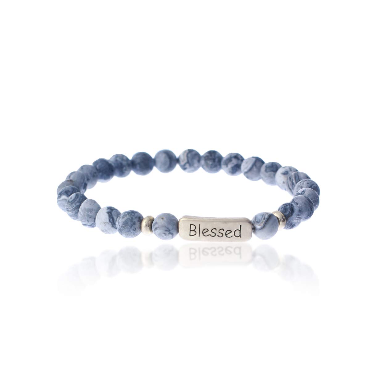 Blessed Christian Bracelets for Women - Natural Stone Stretch Prayer Beads with Inspirational Message - Religious Jewelry Gift for Mom, Sister, Friend - Perfect for Church, Bible Study & Daily Encouragement