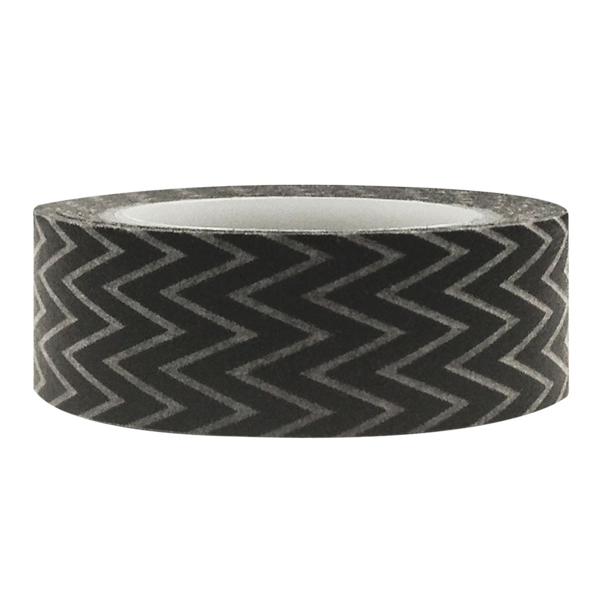 Wrapables Striped Japanese Washi Masking Tape - Black Zigzag Pattern Decorative Tape for Scrapbooking, Journaling, Gift Wrapping & DIY Crafts