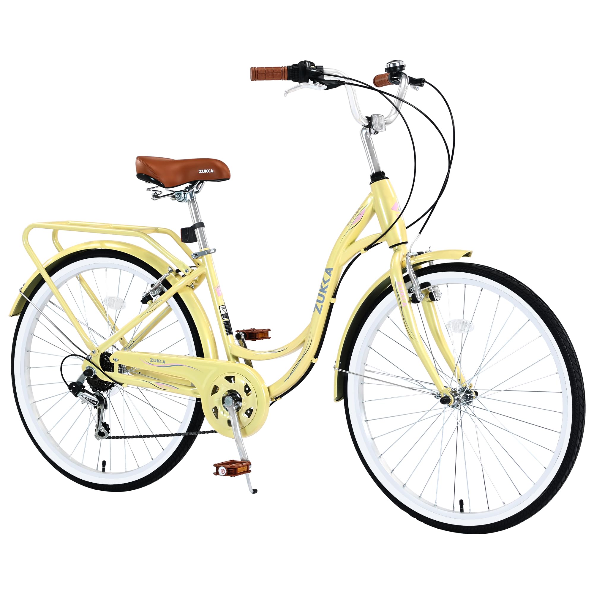 24/26 Inch 7-Speed Adult Cruiser Bicycle - Steel Frame Comfort Bike for Women, Men & Seniors - Multi-Color Options - Perfect for City Commuting, Leisure Rides & Exercise