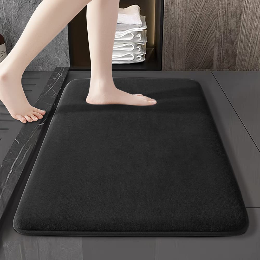 SONORO KATE Bathroom Rugs - Ultra Absorbent Non-Slip Memory Foam for Shower & Bathroom (Black)