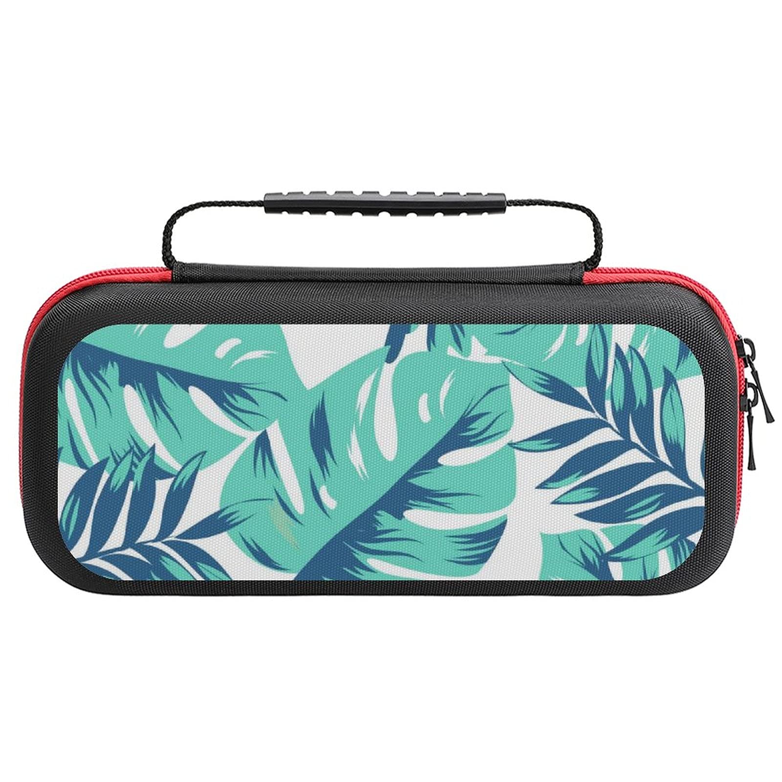 Tropical Leaf Printed Travel Carrying Case for Nintendo Switch Lite - Portable Storage Bag for Console & Accessories - Perfect for Gaming On-The-Go, Commuting & Vacations