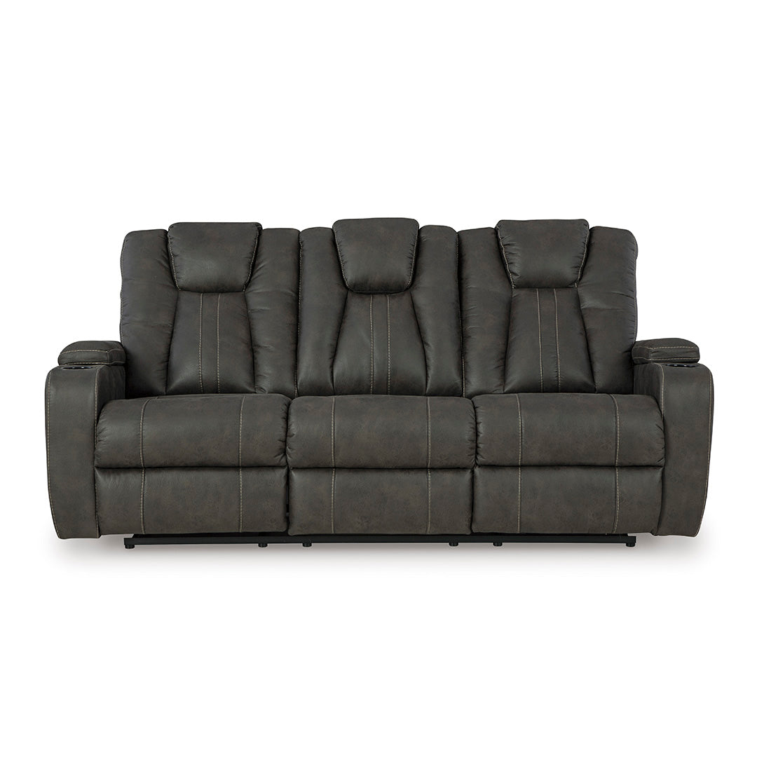Batavia Pier Reclining Sofa - 3-Seater Leather Sectional Couch with Adjustable Headrest and Cup Holders | Perfect for Living Room, Home Theater & Family Gatherings