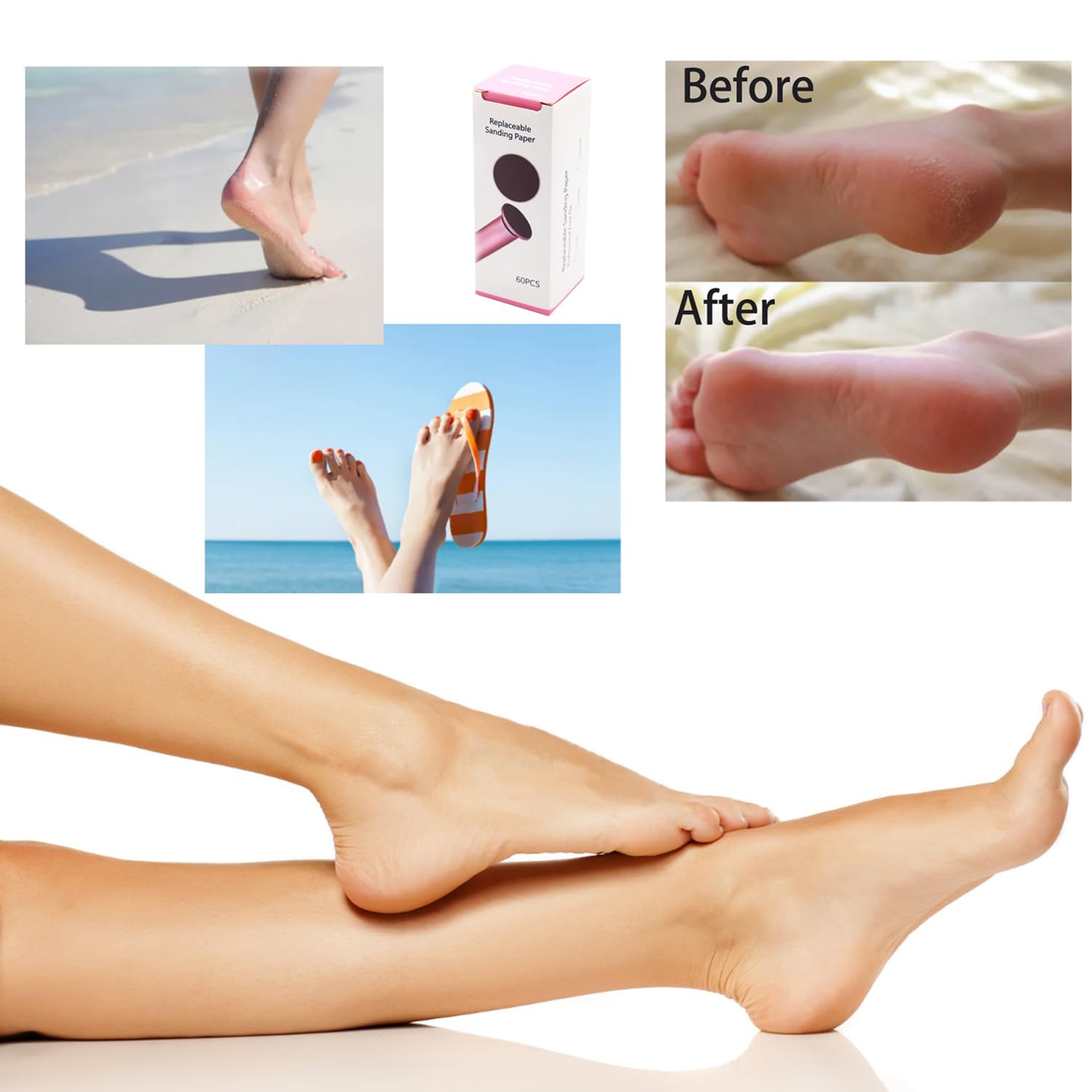 Electric Callus Remover - Professional Foot File Grinder with Speed Control & 60PCS Sandpaper Disks - Pedicure Tool for Dead Skin Removal - Perfect for Home Spa, Salon & DIY Foot Care (Gray)