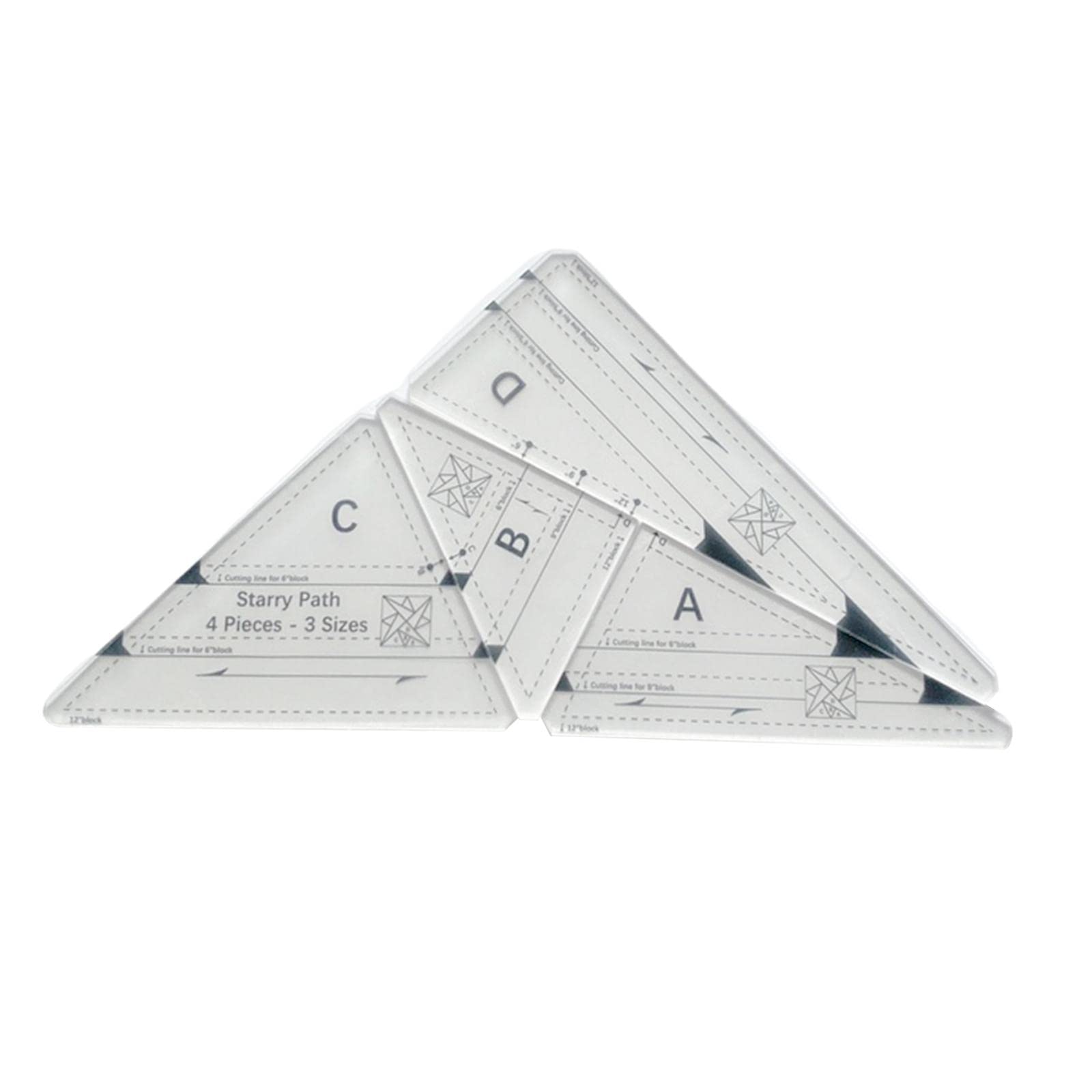 Baosity 4-Piece Triangle Quilting Ruler Set - Acrylic Sewing Template for DIY Patchwork, Quilting & Craft Projects - Perfect for Handmade Quilts, Garments and Home Decor