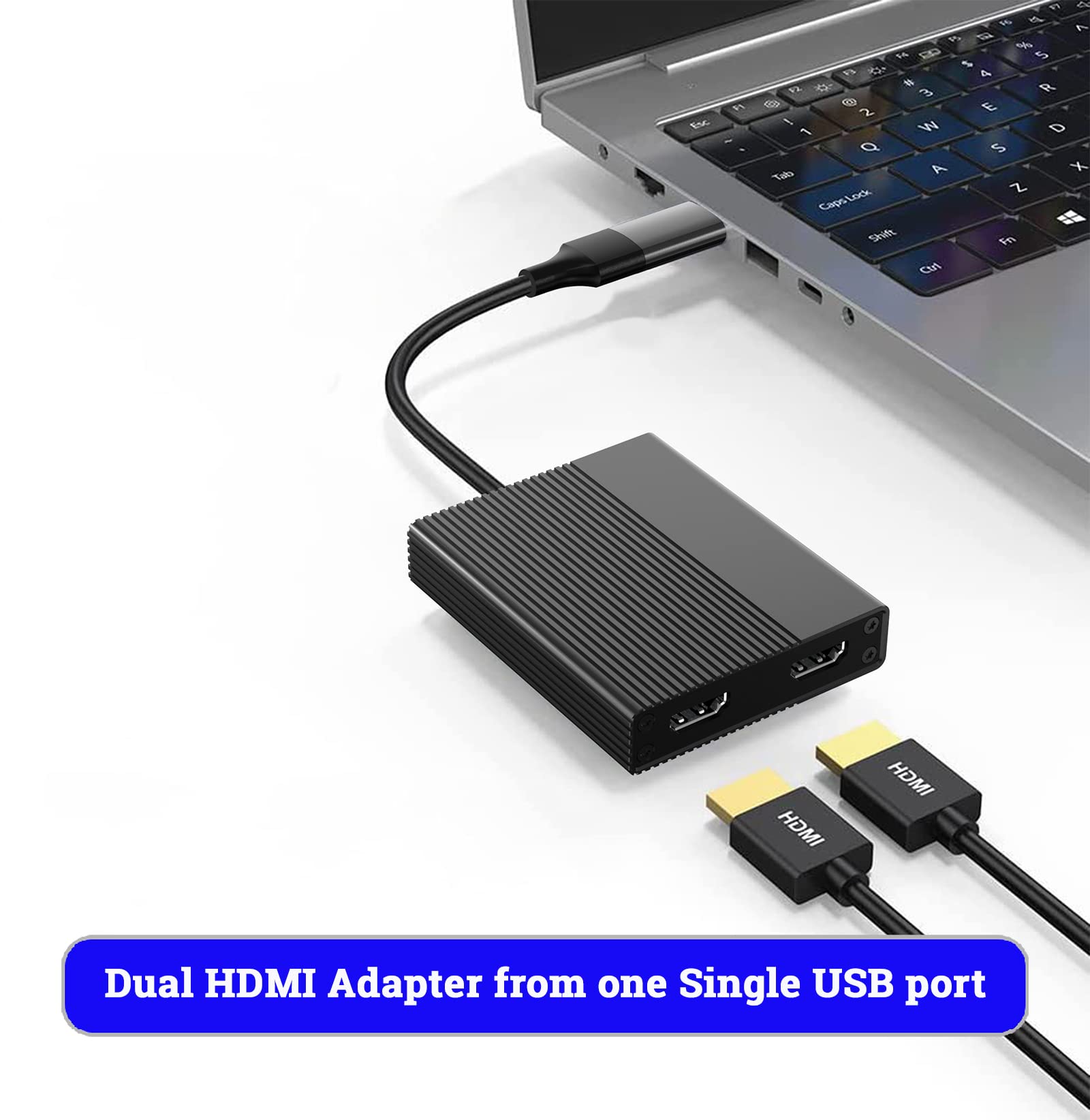 DisplayLink USB 3.0 to Dual HDMI Monitor Adapter with DL6950 Chip - 4K Dual Display Output for Windows, macOS (M1/M2/M3), Android & Chrome OS - Perfect for Home Office, Gaming & Multi-Tasking Workstations