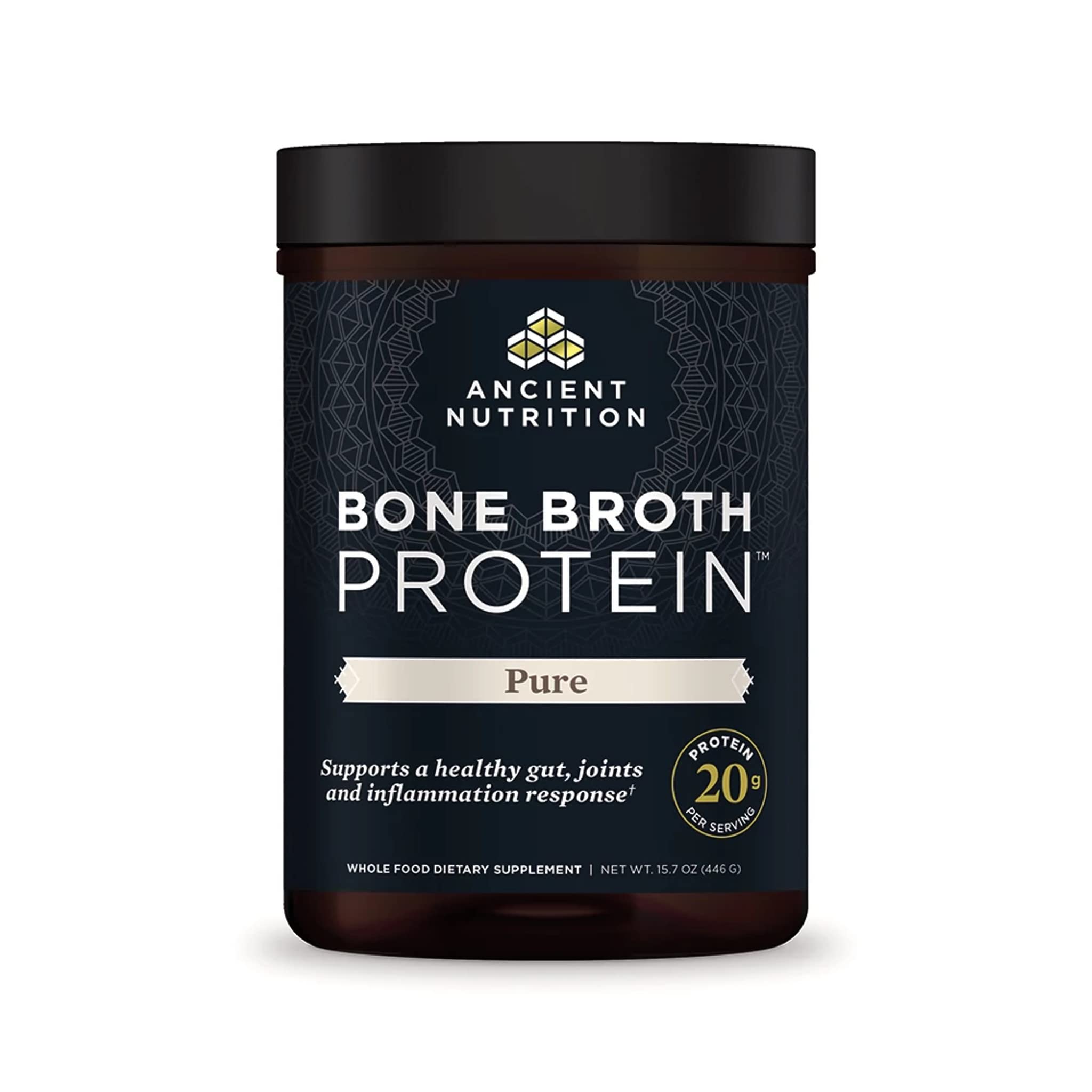 Ancient Nutrition Bone Broth Protein Powder - Unflavored Hydrolyzed Collagen Peptides Supplement, 20g Protein per Serving, Gluten Free, 20 Servings Tub - Supports Muscle Recovery & Gut Health for Athletes & Fitness Enthusiasts