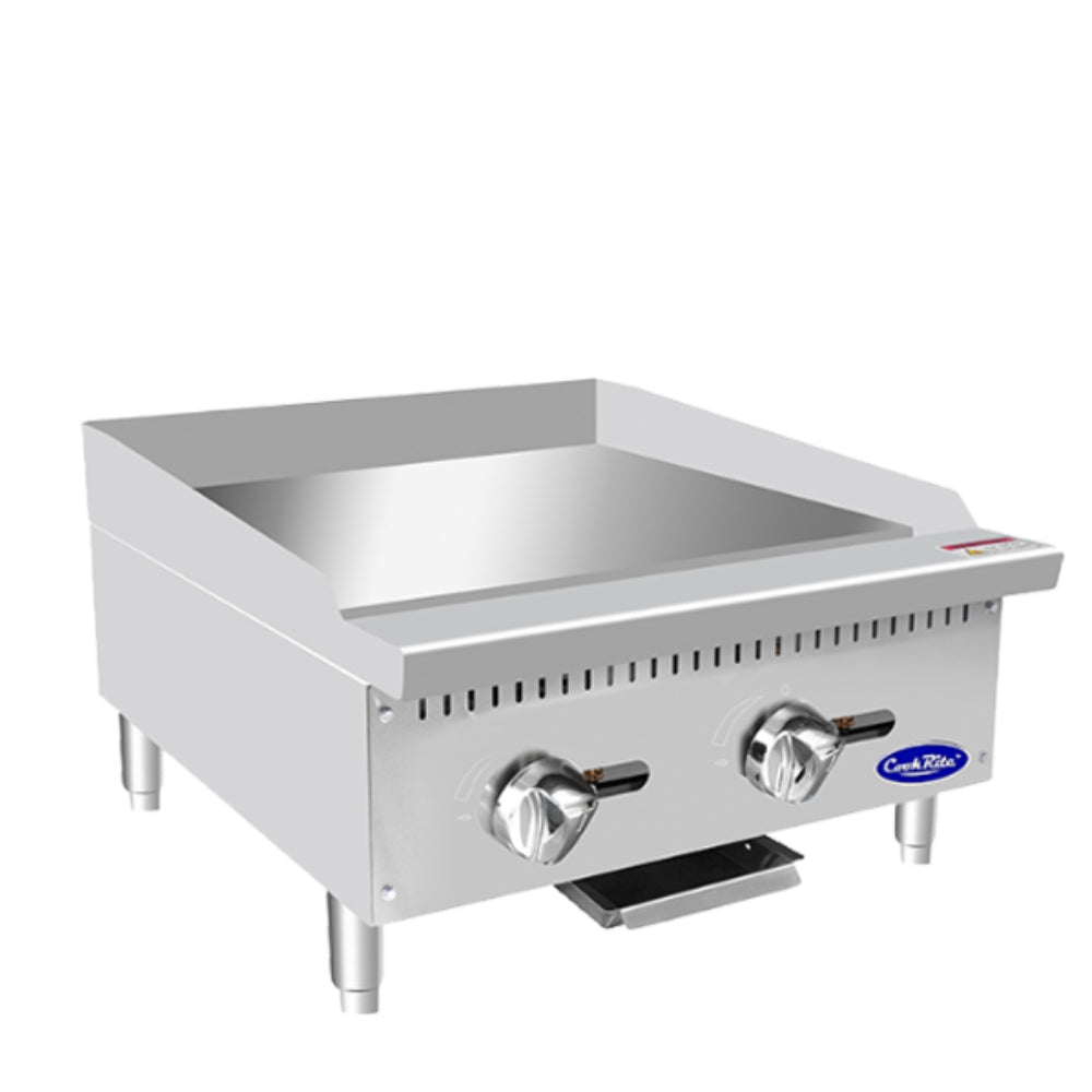 Atosa 24-Inch Commercial Countertop Gas Griddle with Manual Controls - Natural Gas Powered for Restaurants, Diners & Food Trucks