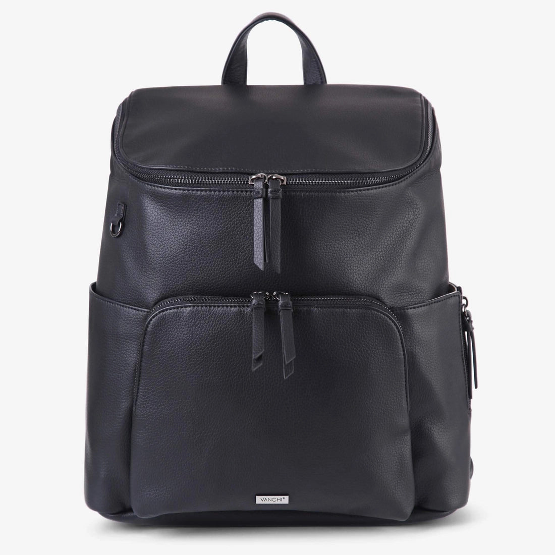 Vanchi Vegan Frankie Everyday Backpack - Lightweight Durable Laptop Backpack for Work & Travel, Water-Resistant Black Daypack - Perfect for Commuting, School & Outdoor Adventures