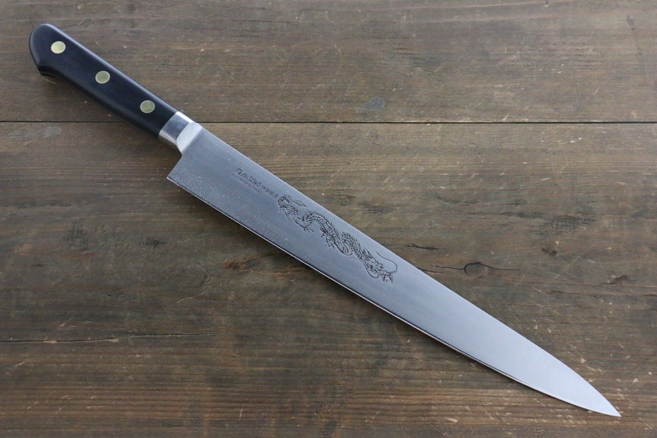 Premium Misono Swedish Steel Sujihiki Knife - Dragon Engraved Japanese Slicing Knife for Sushi, Meat & Delicate Cutting | Professional Chef & Home Kitchen Essential