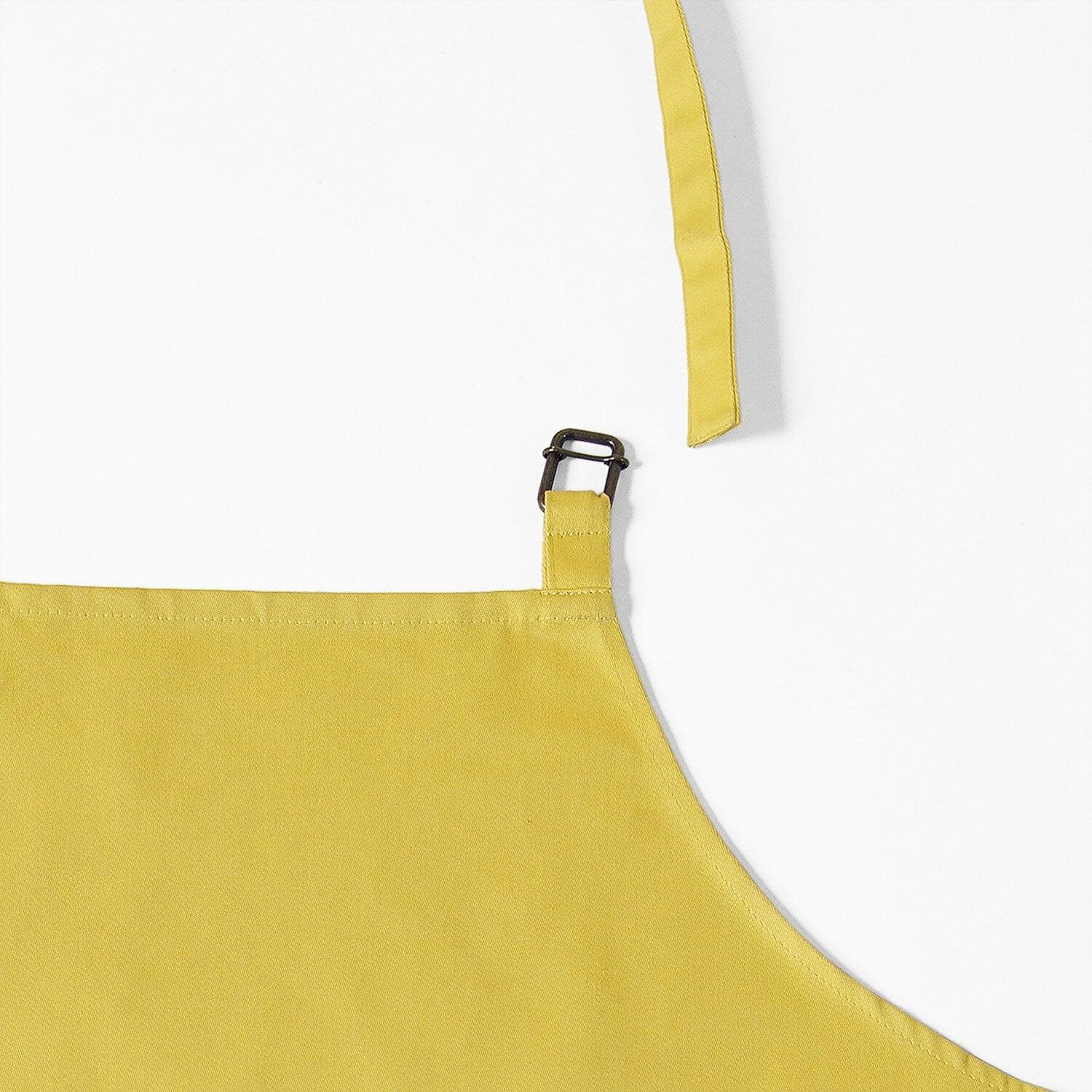 Mustard Yellow Solid Cotton Apron for Cooking, Baking & Grilling - Durable & Stylish Kitchen Apron for Chefs & Home Cooks