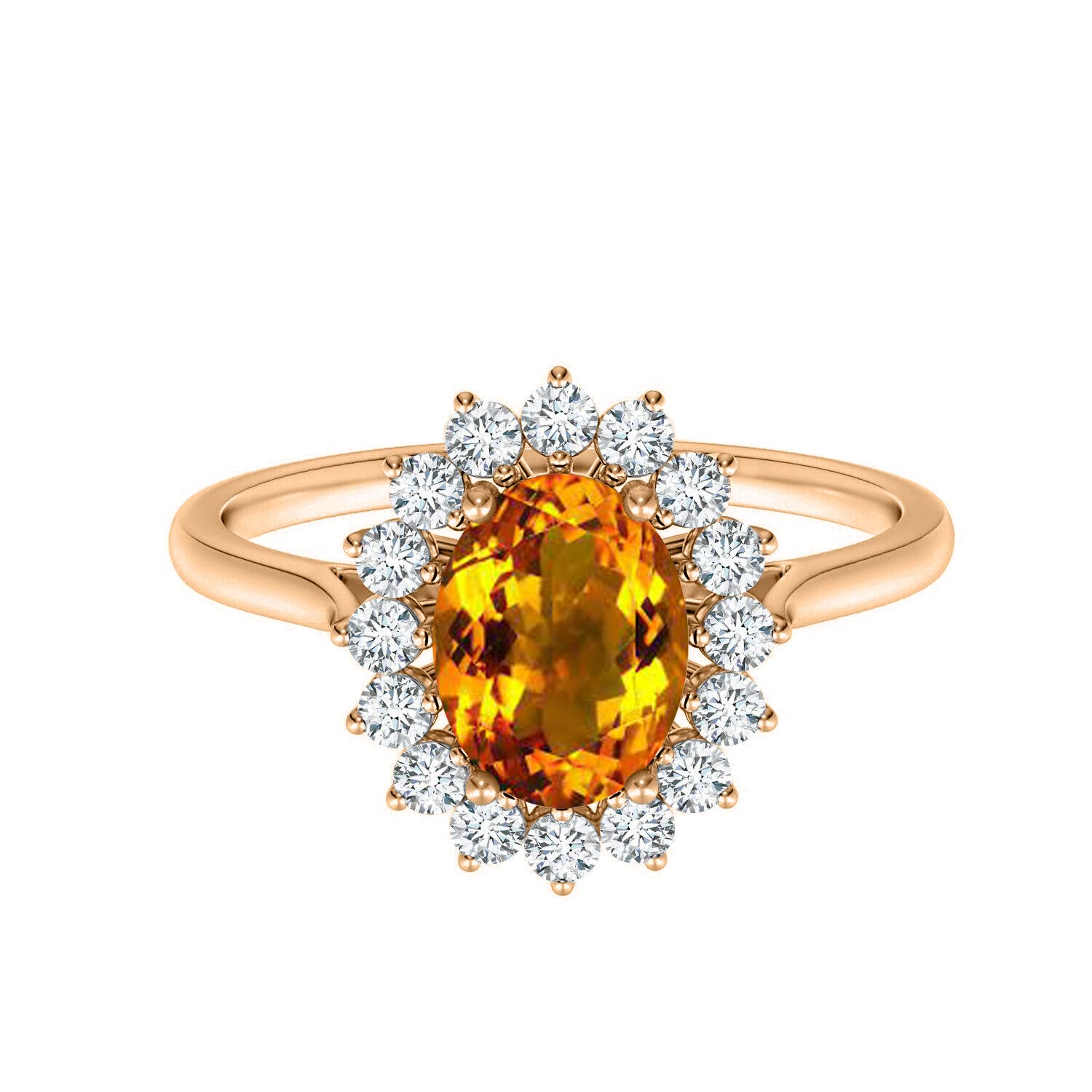 1.23 Carat Madeira Citrine Solitaire Oval Engagement Ring for Women - 925 Sterling Silver with White Accents | Perfect for Proposals, Anniversaries & Special Occasions