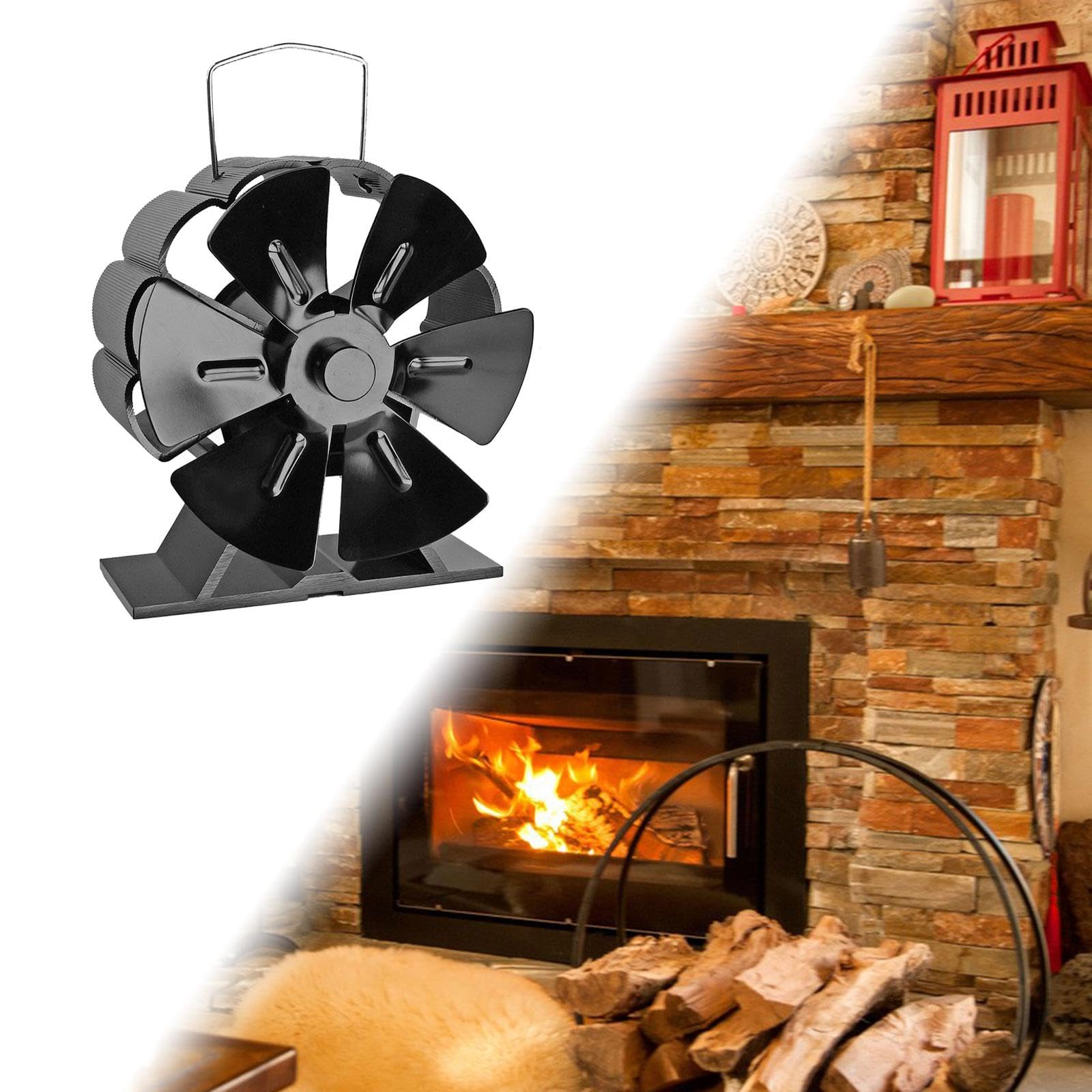 MYCENSE Mini Wood Stove Fan - 6 Vanes, Lightweight & Efficient for Fireplaces