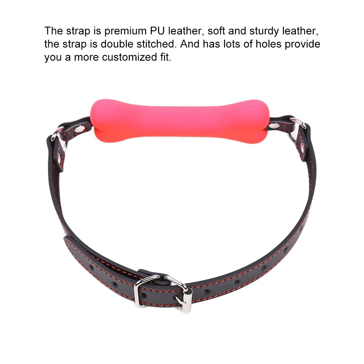 Silicone Ball Gag with Leather Straps - BDSM Fetish Restraint Toy for Bondage Play, Dog Bone Design, Pink - Perfect for Roleplay, BDSM Scenes & Couples Play
