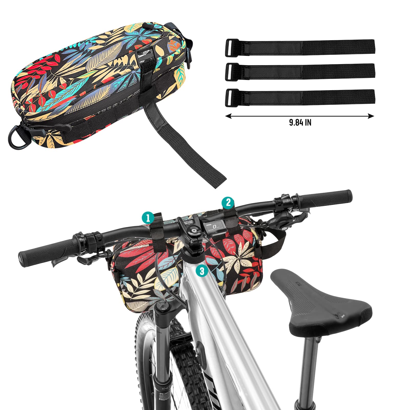 Waterproof Bike Handlebar Bag - Multi-Functional Mountain & Road Bicycle Front Bag with 2 Adjustable Shoulder Straps (Black) | Perfect for Cycling Commuting, Outdoor Adventures & Daily Storage