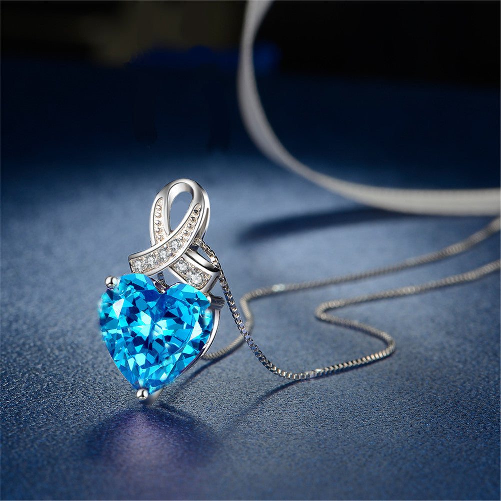 MABELLA 925 Sterling Silver Simulated Birthstone Heart Pendant Necklace for Women | Elegant Jewelry Gift for Birthday, Anniversary & Valentine's Day | Perfect for Everyday Wear & Special Occasions