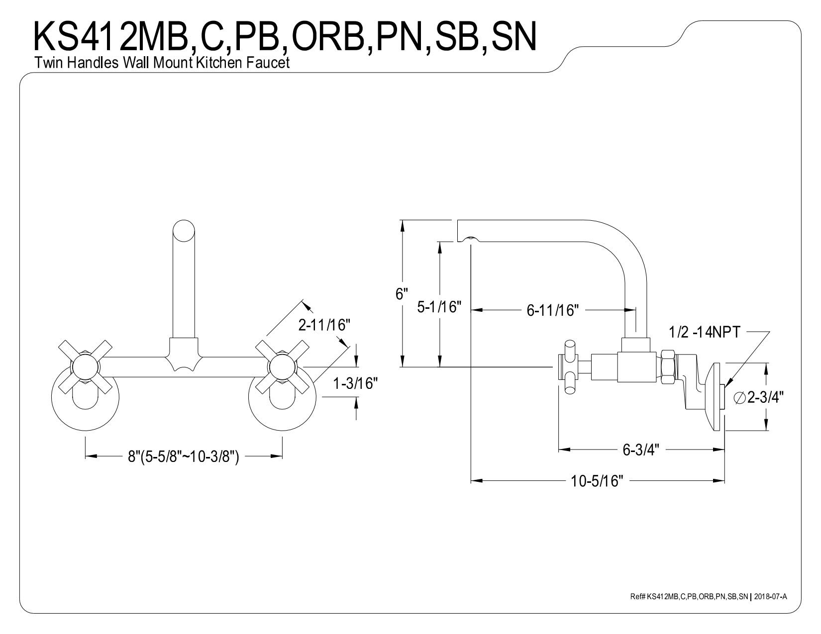 Kingston Brass KS412ORB Concord 6-11/16
