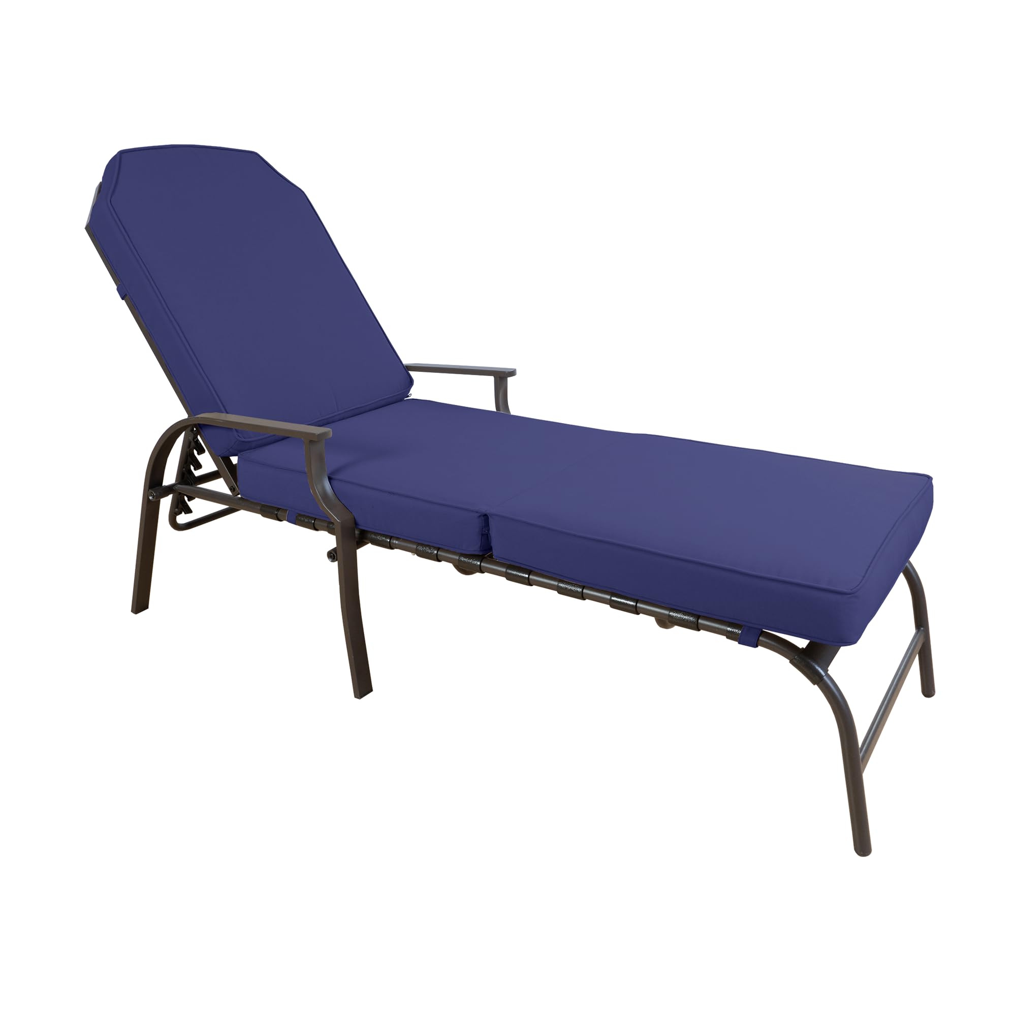 Kozyard Maya Chaise Lounge - Outdoor Patio Recliner Chair with Adjustable Backrest, Water-Resistant Navy Blue Fabric, Comfortable Patio Lounge Chair for Poolside, Garden, Deck & Backyard Relaxation
