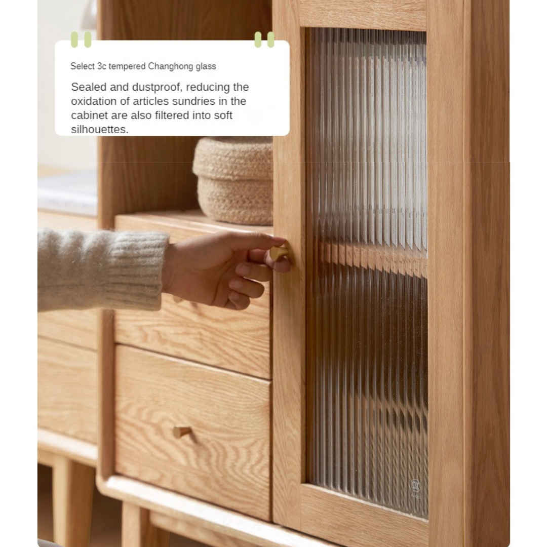 Solid Oak Wood Side Cabinet - Rustic Home Storage for Living Room, Bedroom & Entryway - Perfect for Organizing Books, Decor & Essentials