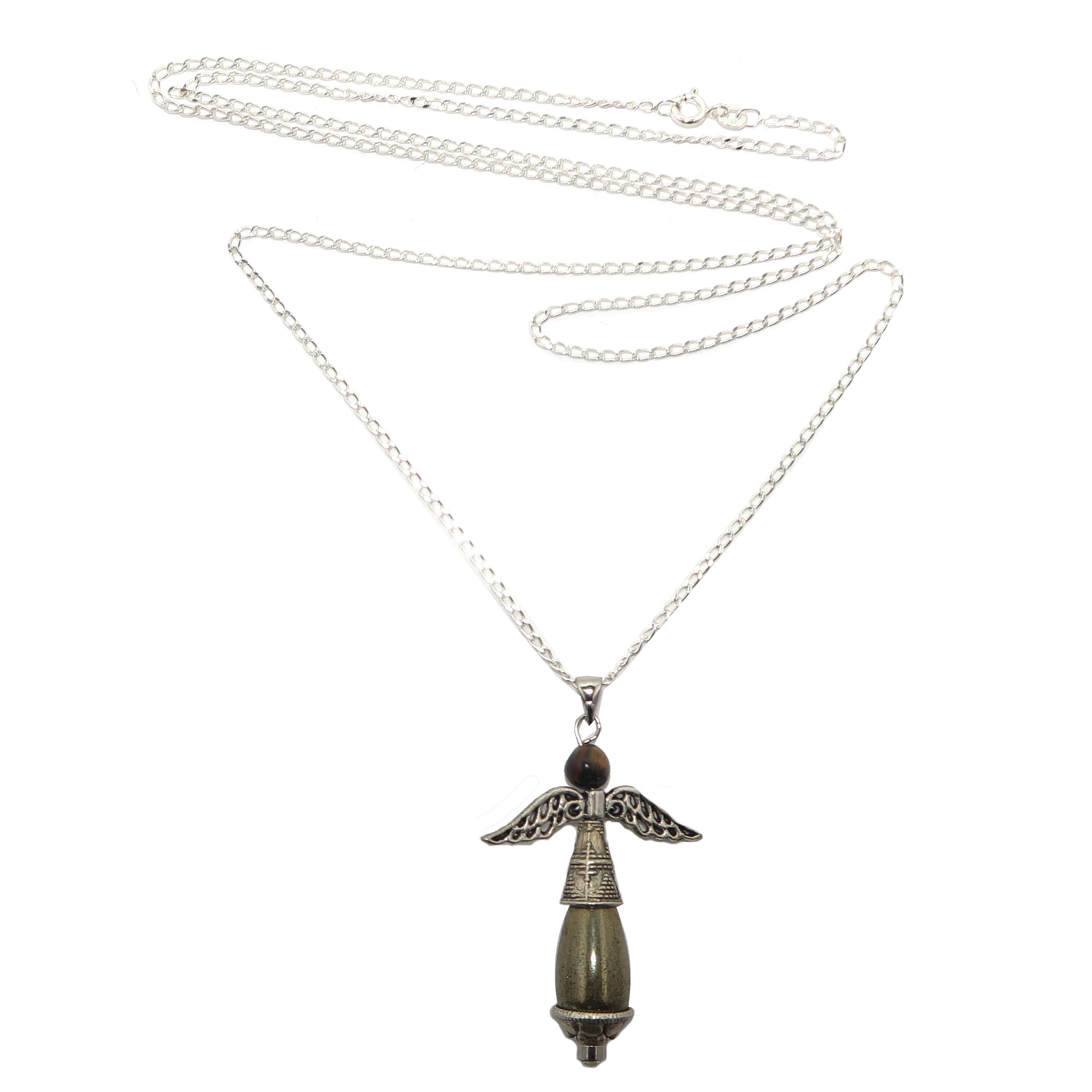 Pyrite Necklace for Women - Radiant Gold Angel Pendant with Natural Gemstone, Elegant Jewelry Gift for Birthday, Anniversary & Special Occasions | Perfect for Everyday Wear & Spiritual Healing