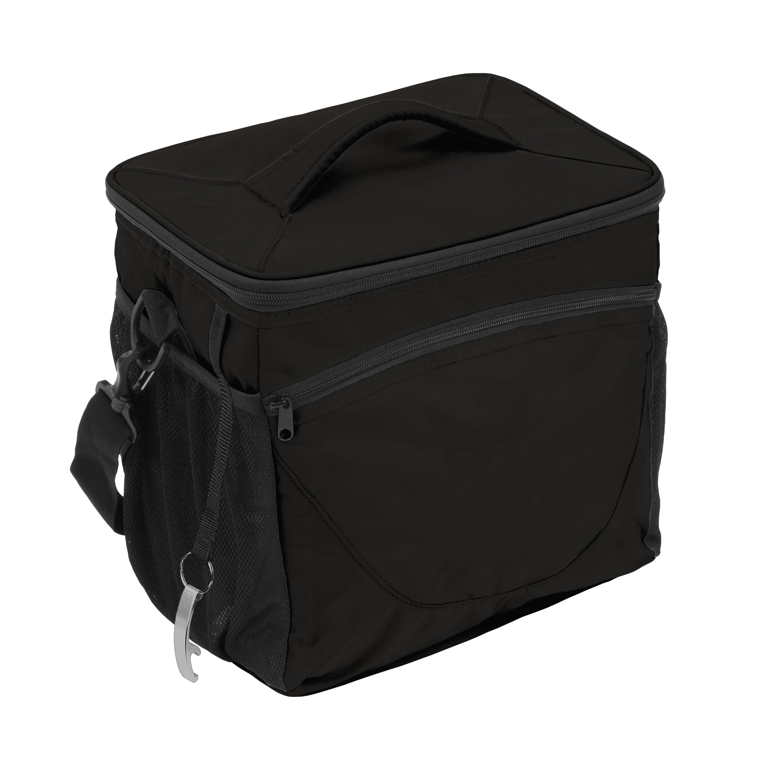 Logo Brands Plain Black 24 Can Cooler - Insulated Beer & Soda Can Holder for Picnics, BBQs & Tailgating | Portable Beverage Chiller for Outdoor Parties & Camping
