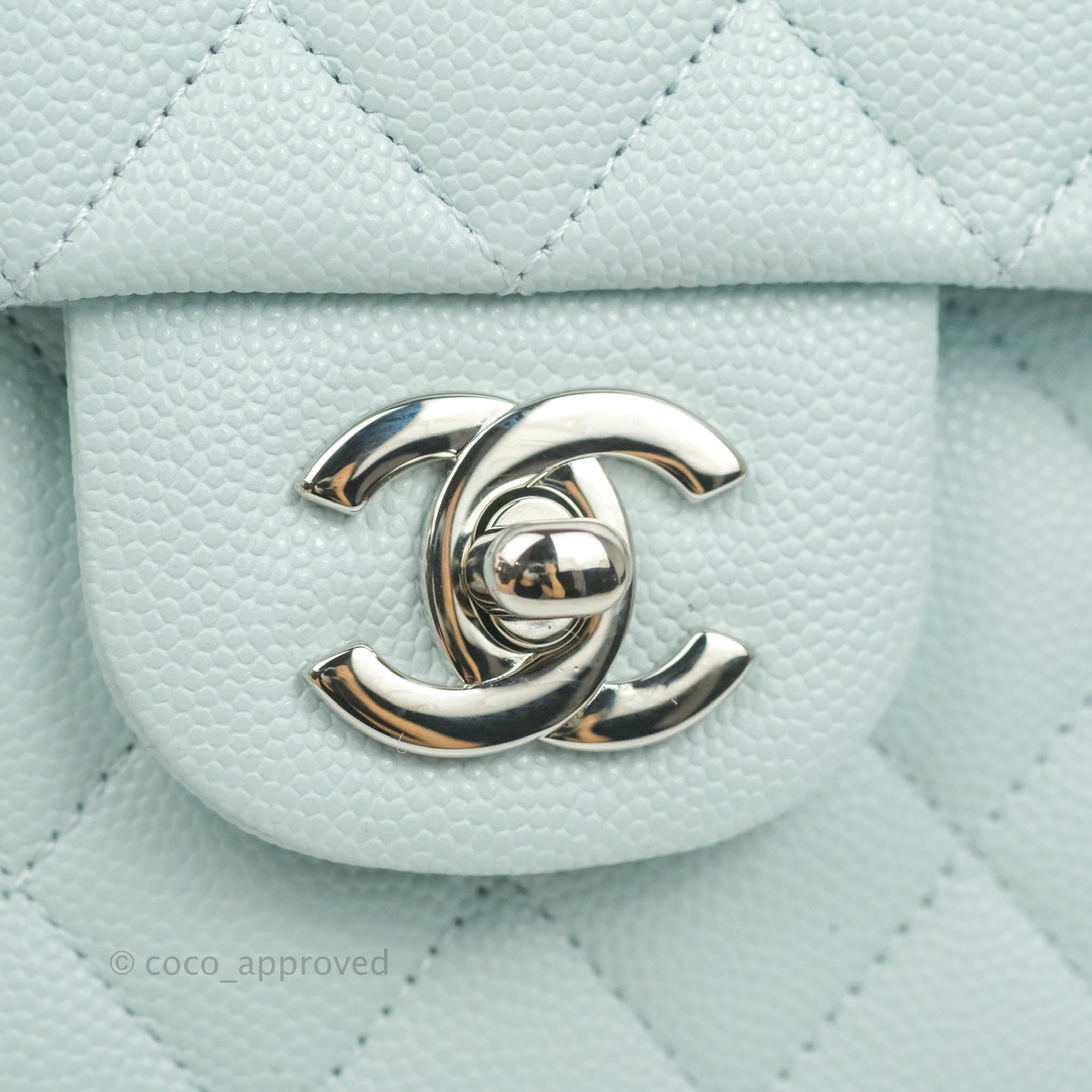 Chanel Classic M/L Medium Double Flap Bag in Blue Caviar Leather with Silver Hardware 21K Collection - Perfect for Luxury Fashion, Evening Events & Gift Giving