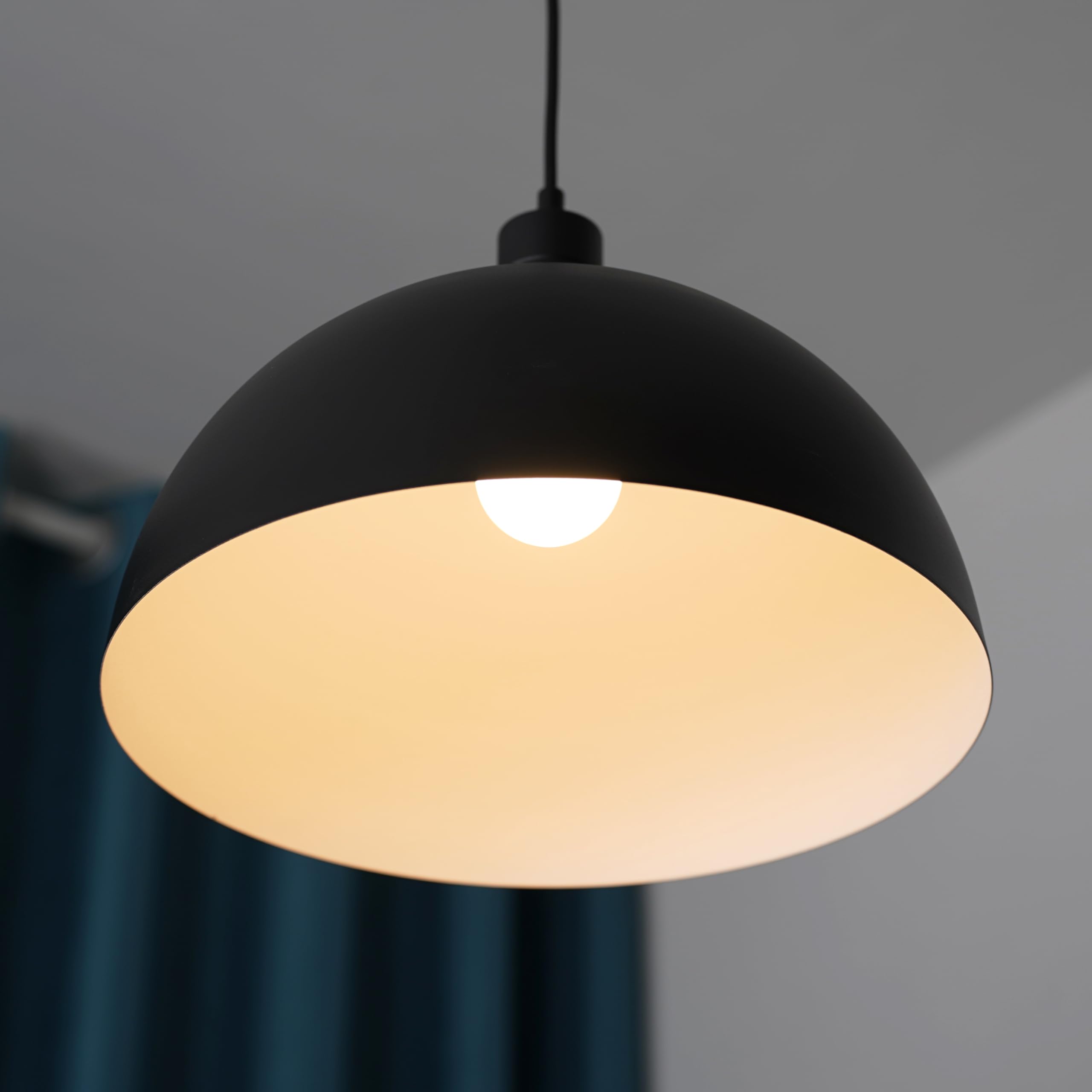 Aeyee Industrial Pendant Light Fixture - Adjustable Swing Arm Hanging Light with Dome Shade for Dining Room, Living Room, Kitchen & Bar - Black Modern Ceiling Lamp for Home Decor & Commercial Spaces