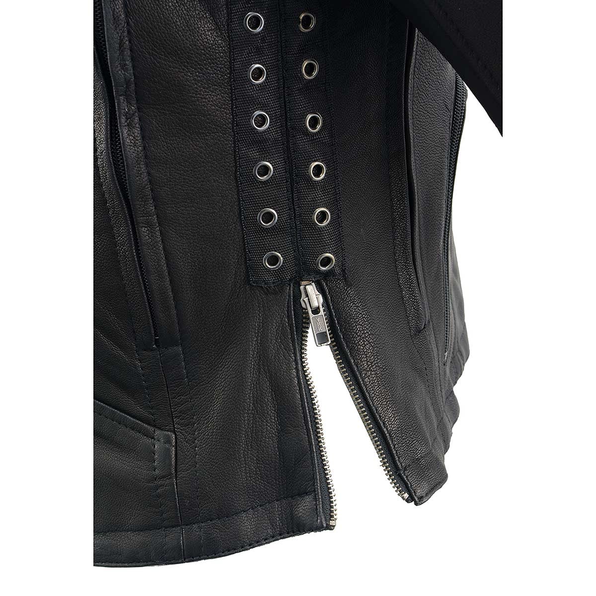 Milwaukee Leather MLL2535 Women's Black Lightweight Leather Scuba Racer Jacket | Motorcycle Riding Jacket for Women | Perfect for Biking, Racing & Outdoor Adventures