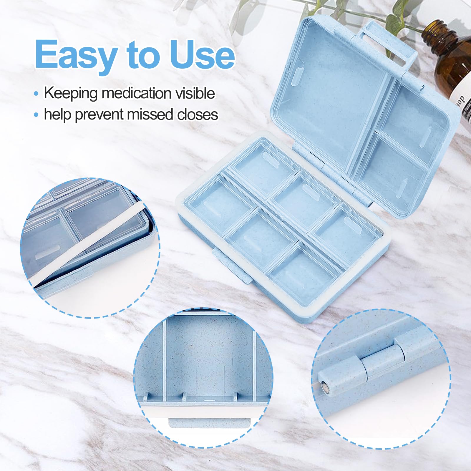 7-Day Travel Pill Organizer with 9 Compartments - Portable Daily Pill Box for Purse or Bag (Blue) | Perfect for Medication Management at Home, Work, or On-The-Go Travel