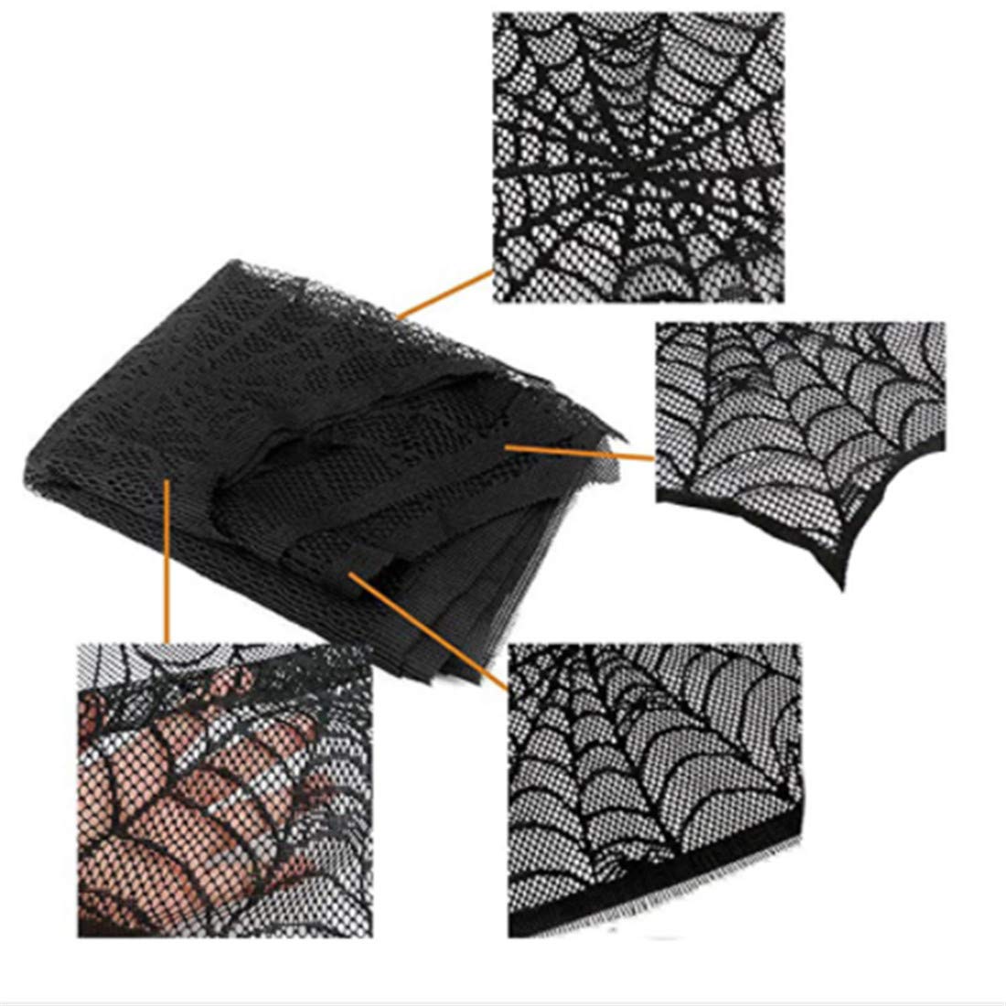Spooky Halloween Tablecloth - Black Spider Web Design for Party Decor, Fireplace Mantle Cover, Scary Movie Night | Perfect for Halloween Decorations, Themed Parties & Home Haunting