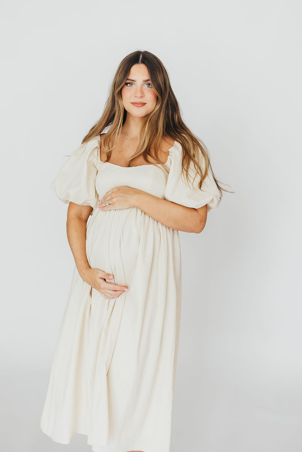 Hamilton Ivory Midi Dress - Bump Friendly Maternity Dress for Pregnancy & Nursing | Perfect for Weddings, Parties & Special Occasions