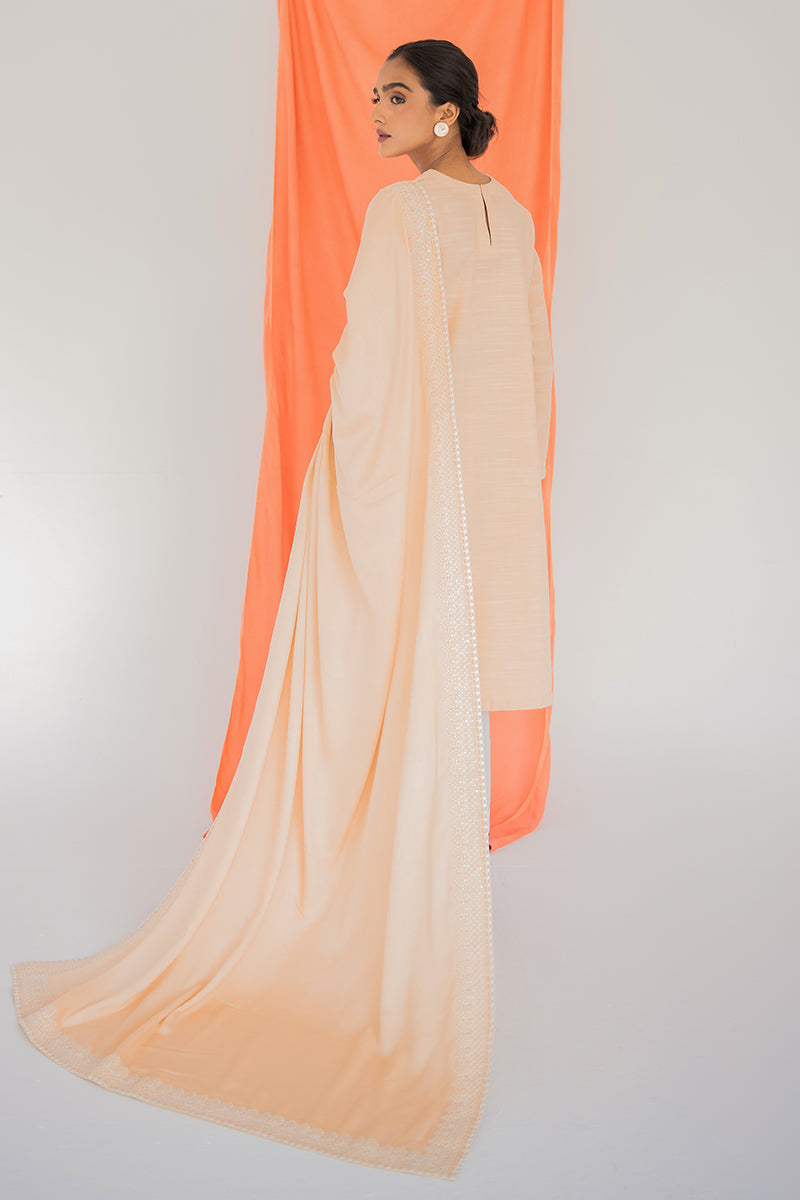 Elegant Beige Shell 2PC Set (Shirt & Dupatta) for Women – Perfect for Weddings, Parties & Festive Occasions