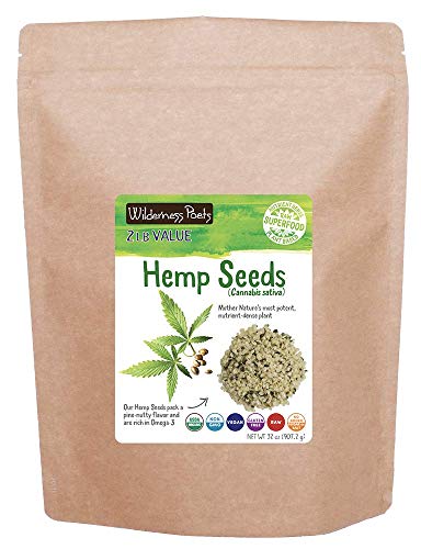 Organic Raw Hulled Hemp Hearts by Wilderness Poets - 32oz to 2lb Bulk Pack | High-Protein Superfood for Smoothies, Salads & Baking | USDA Certified, Vegan & Gluten-Free