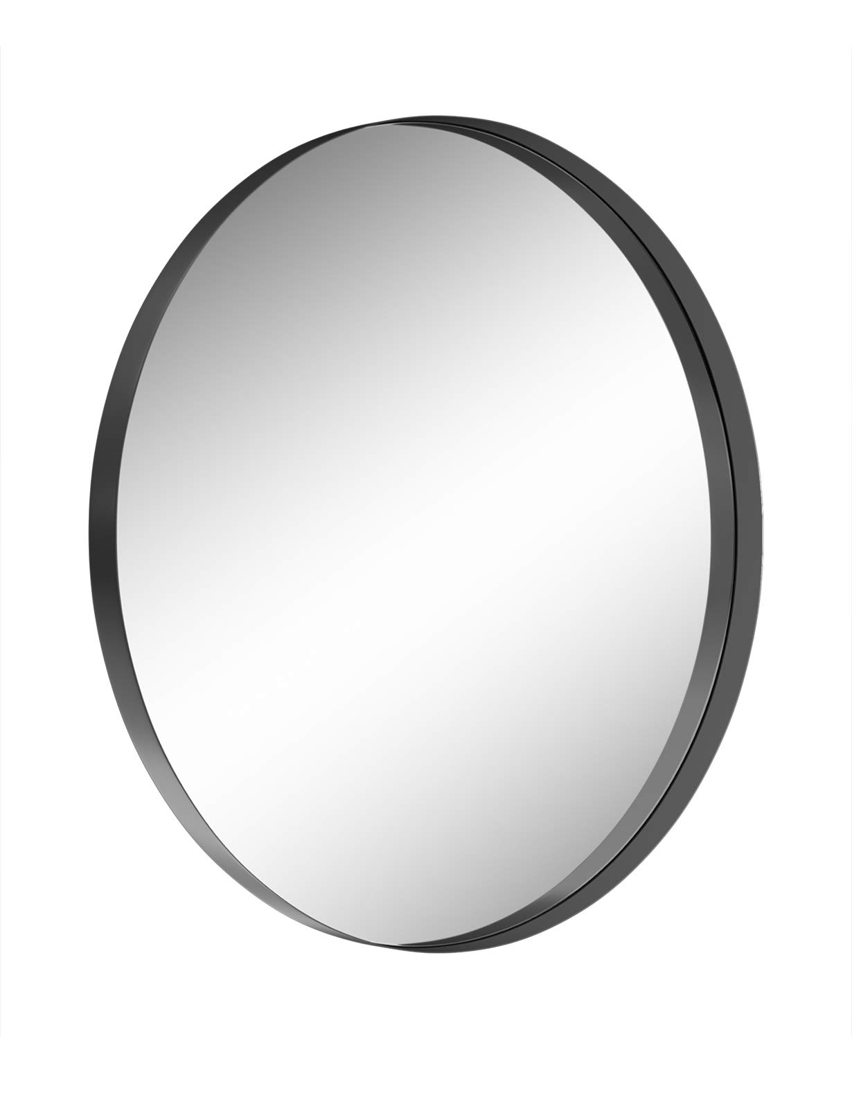 32 Inch Black Round Bathroom Mirror - Matte Metal Frame Modern Circle Wall Mirror for Entryway, Farmhouse Vanity & Home Decor (Perfect for Bathroom, Bedroom, Living Room & Dressing Area)
