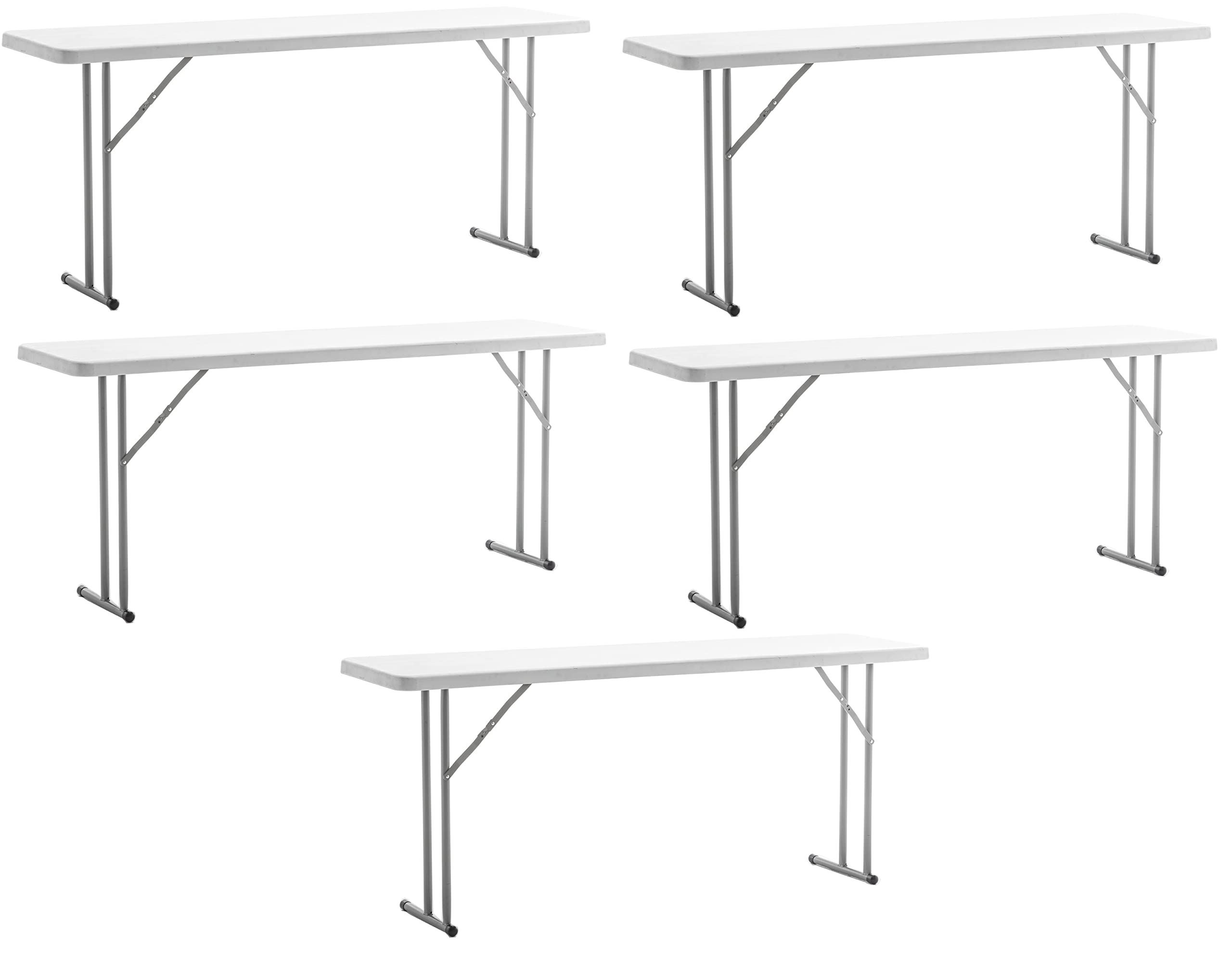 BTEXPERT 6-Foot White Granite Plastic Folding Table - 72