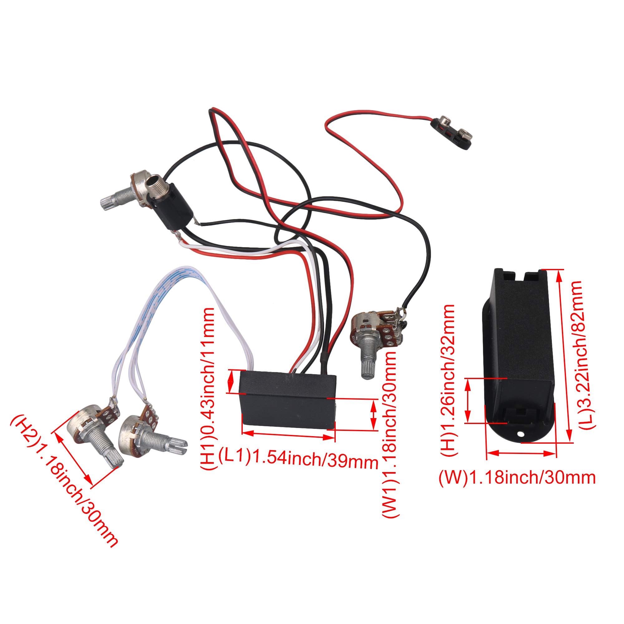 Lovermusic Metal Electric Bass Preamp Wiring Circuit Pickup - Replacement Guitar Accessories for Bass Guitar | Perfect for DIY Guitar Repair & Sound Enhancement