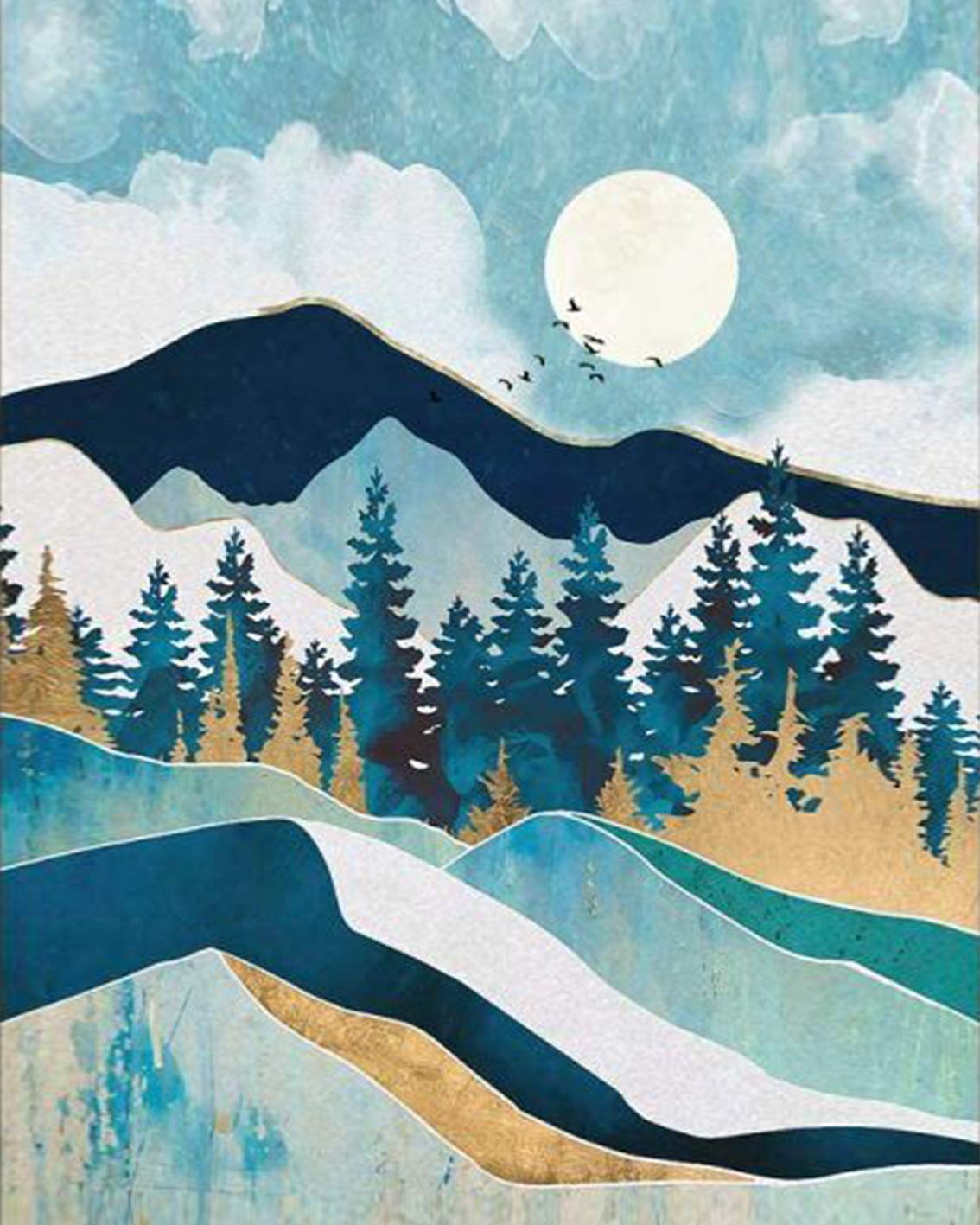 Abstract Adult Paint by Number Kit - Nordic Style Forest Landscape DIY Painting for Beginners, 16x20 Inch Frameless Canvas Art, Unique Home Decor Gift for Christmas, Birthday & Relaxation Therapy