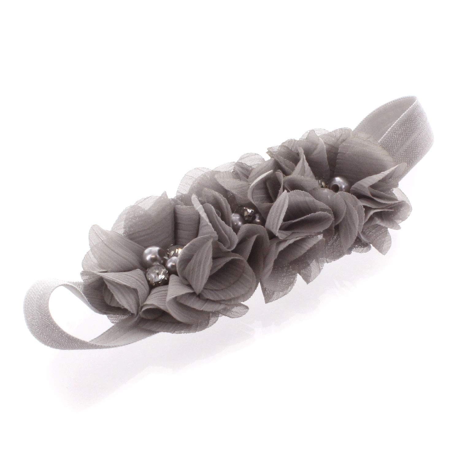 Lello Flower Headbands for Baby Girls & Toddlers - Stretchy Elastic Fabric Hair Bands with Beads - Perfect for Photos, Parties & Everyday Wear