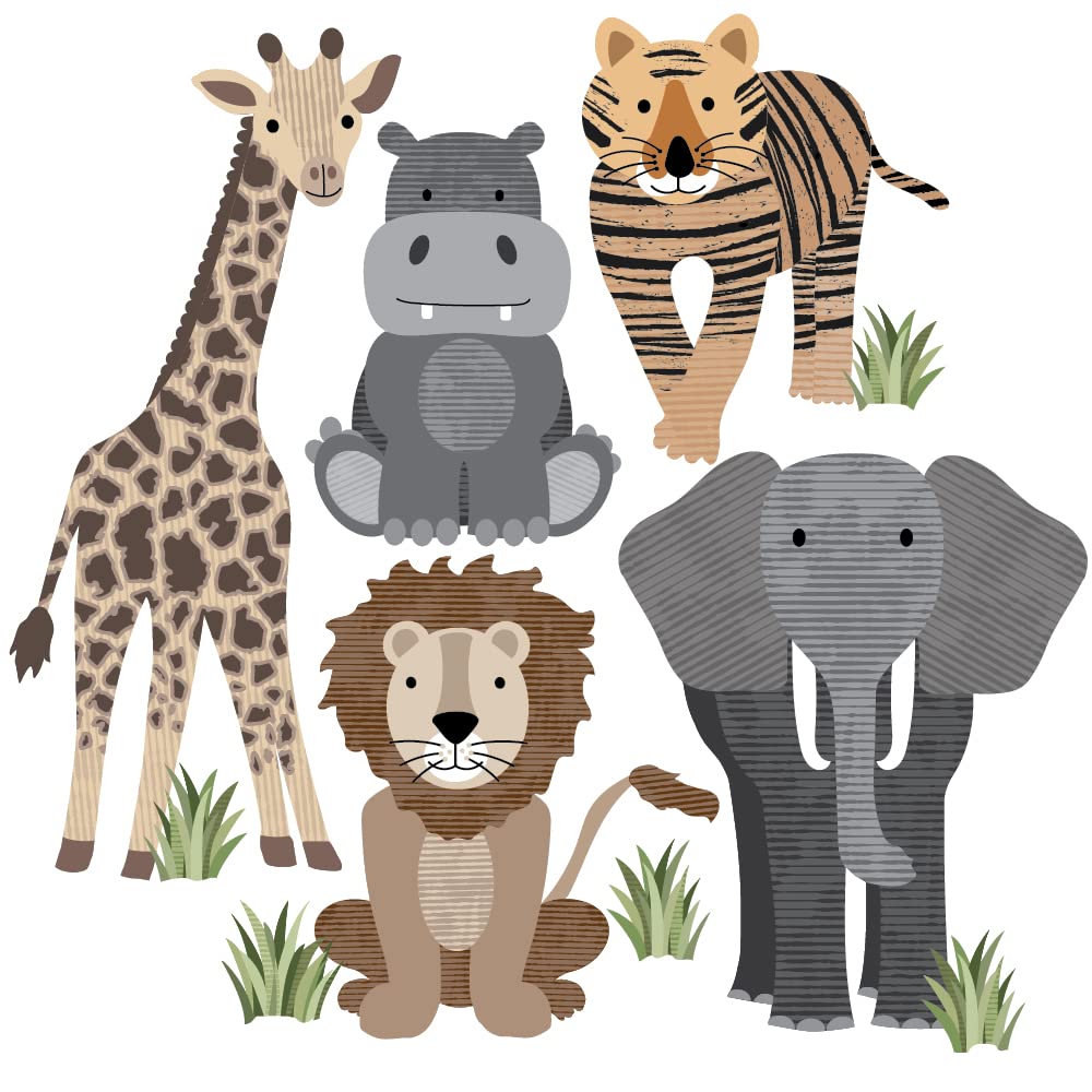 Large Safari Animal Wall Decals - Jungle Themed Nursery Wall Stickers for Kids Room Decor | Perfect for Baby Rooms, Playrooms & Classroom Decorations