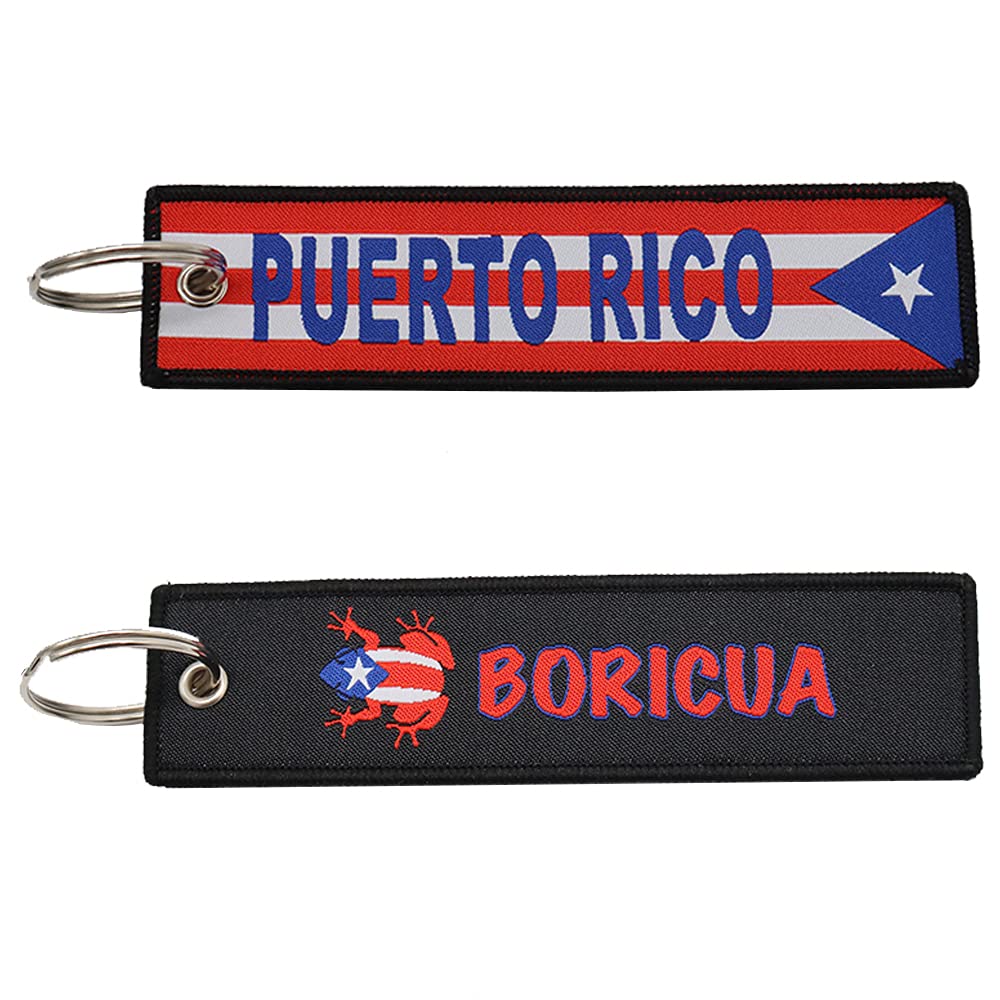 1 Pack Puerto Rico Flag & Coqui Keychain - Durable Black Key Accessories for Motorcycle, Car, Scooter Keys - Perfect Gift for Puerto Rican Pride & Travel Enthusiasts