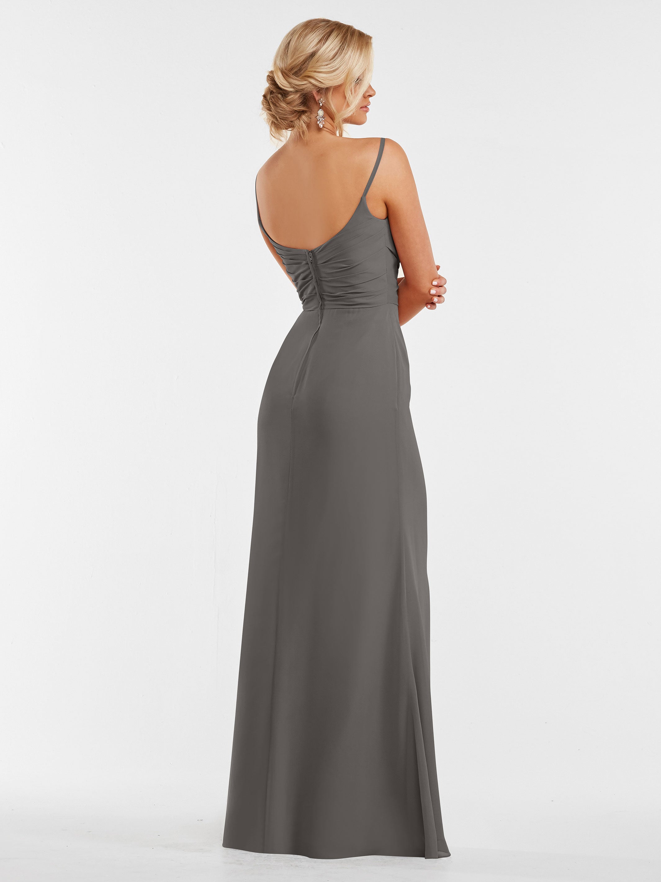 Elegant 80169 Chiffon Sheath Bridesmaid Dress with Pleated Bodice - Perfect for Weddings, Formal Events & Special Occasions