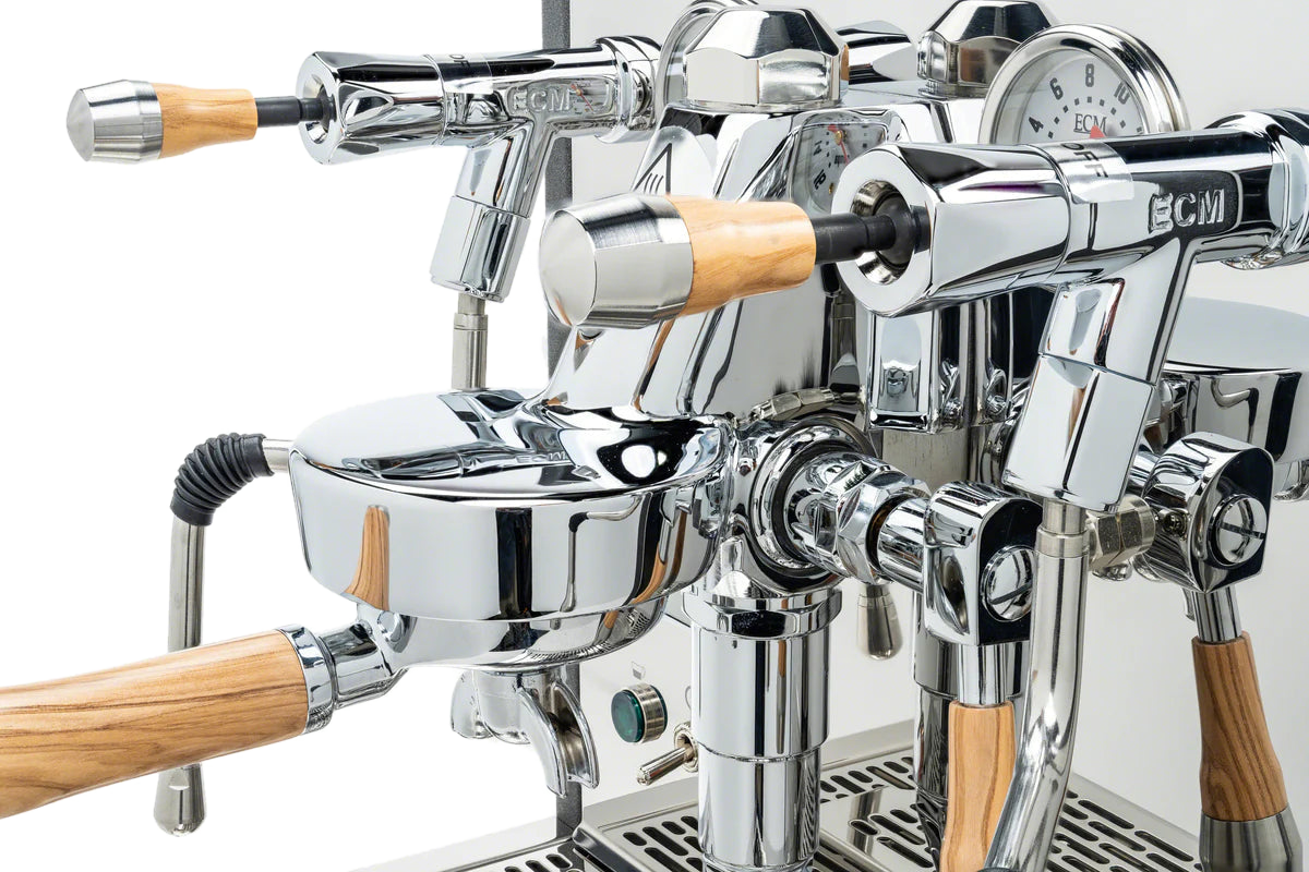 ECM Synchronika Olive Wood & Anthracite Espresso Machine - Professional Barista-Grade Coffee Maker for Home & Cafe Use