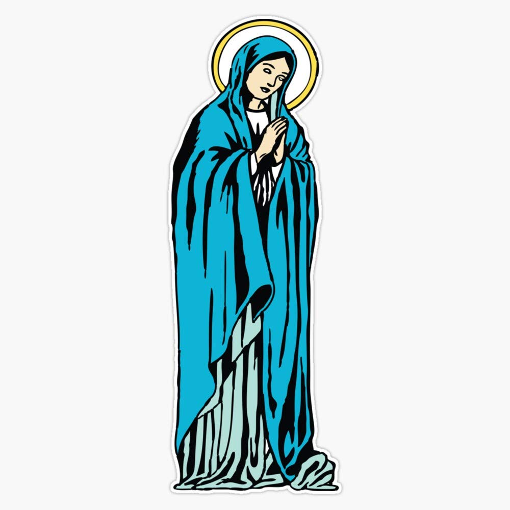 Mother Mary Christian Art Vinyl Sticker - Waterproof 5 Inch Bumper Decal for Cars, Windows, Laptops - Religious Gift & Car Accessory