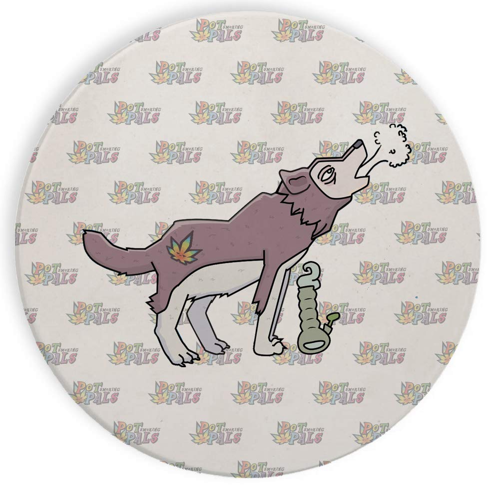 Premium Ceramic Coasters Set of 4 - Wolf Howling Design with Non-Slip Base for Home & Office Use - Perfect for Coffee Tables, Bars, and Smoking Accessories